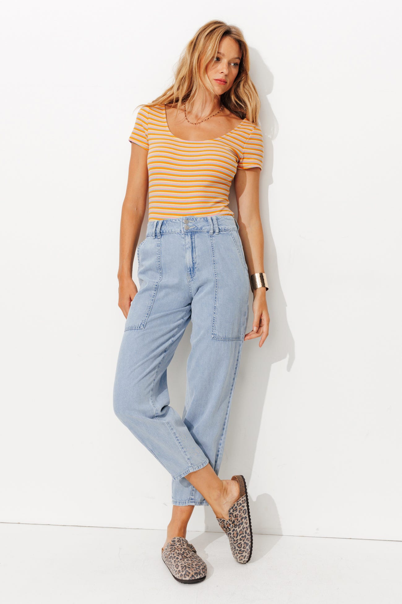 Gestreifter Rippjersey-Body