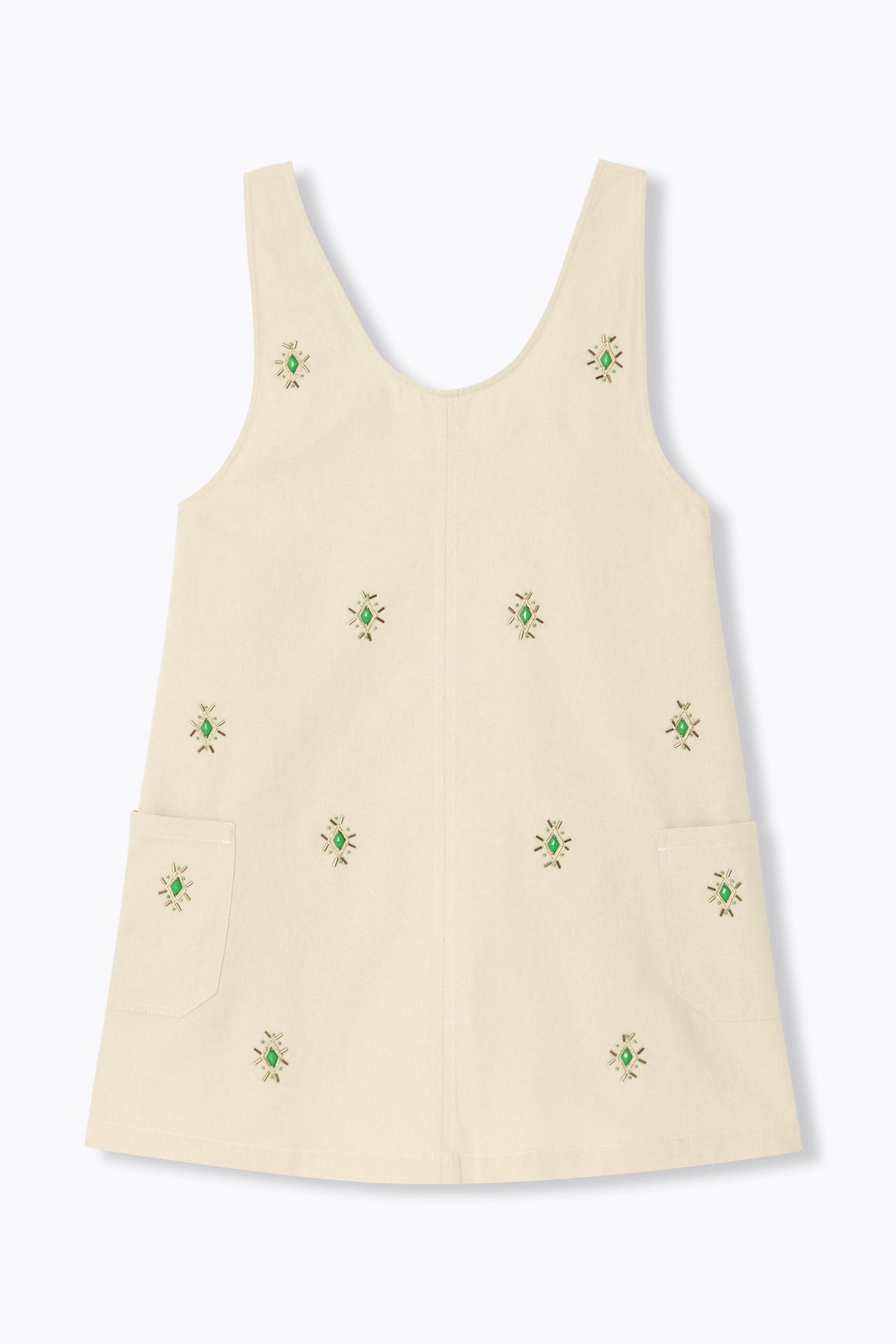 Robe salopette brodée Femme
