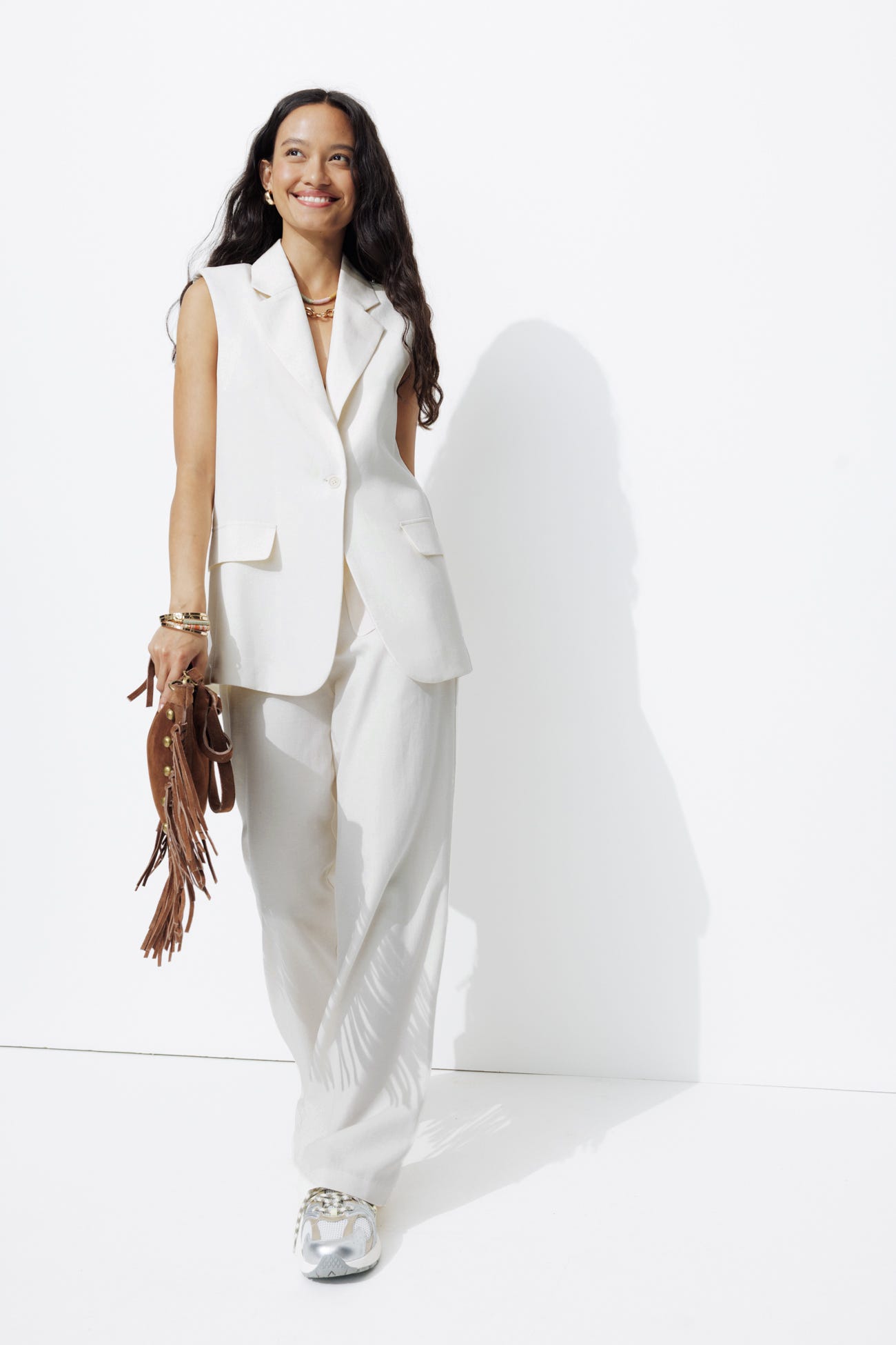 Pantalon large taille haute