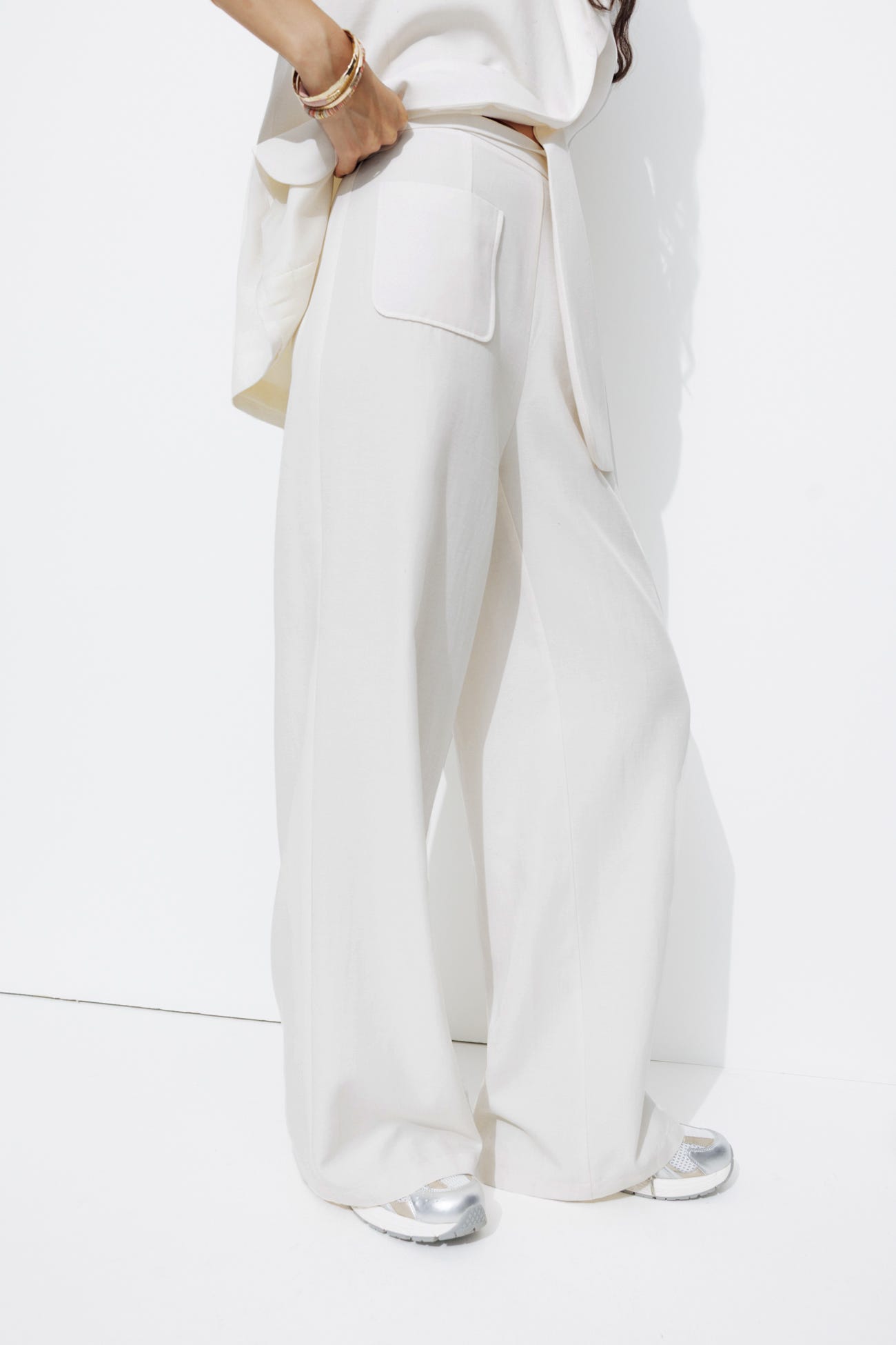 Pantalon large taille haute
