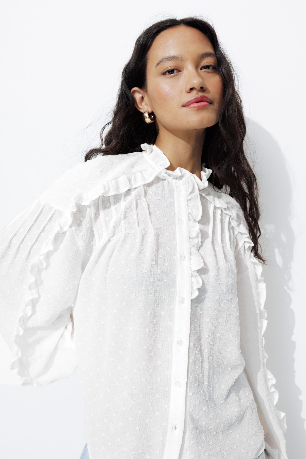 Chemise volantée plumetis