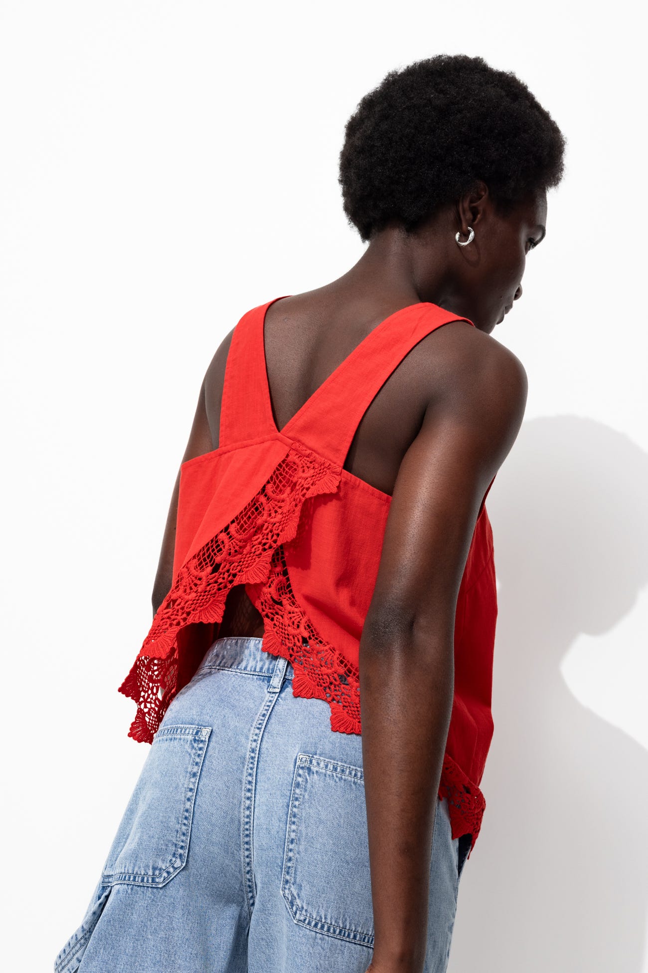 Top in cotone inserto crochet