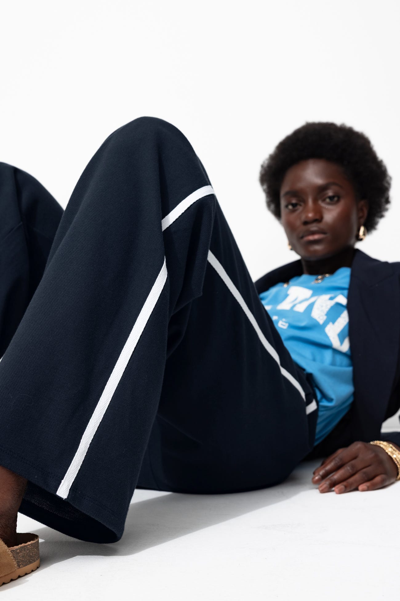 Jogging large à bandes Femme