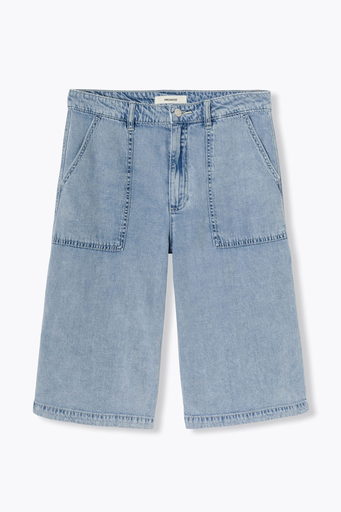 Wideleg denim bermudas