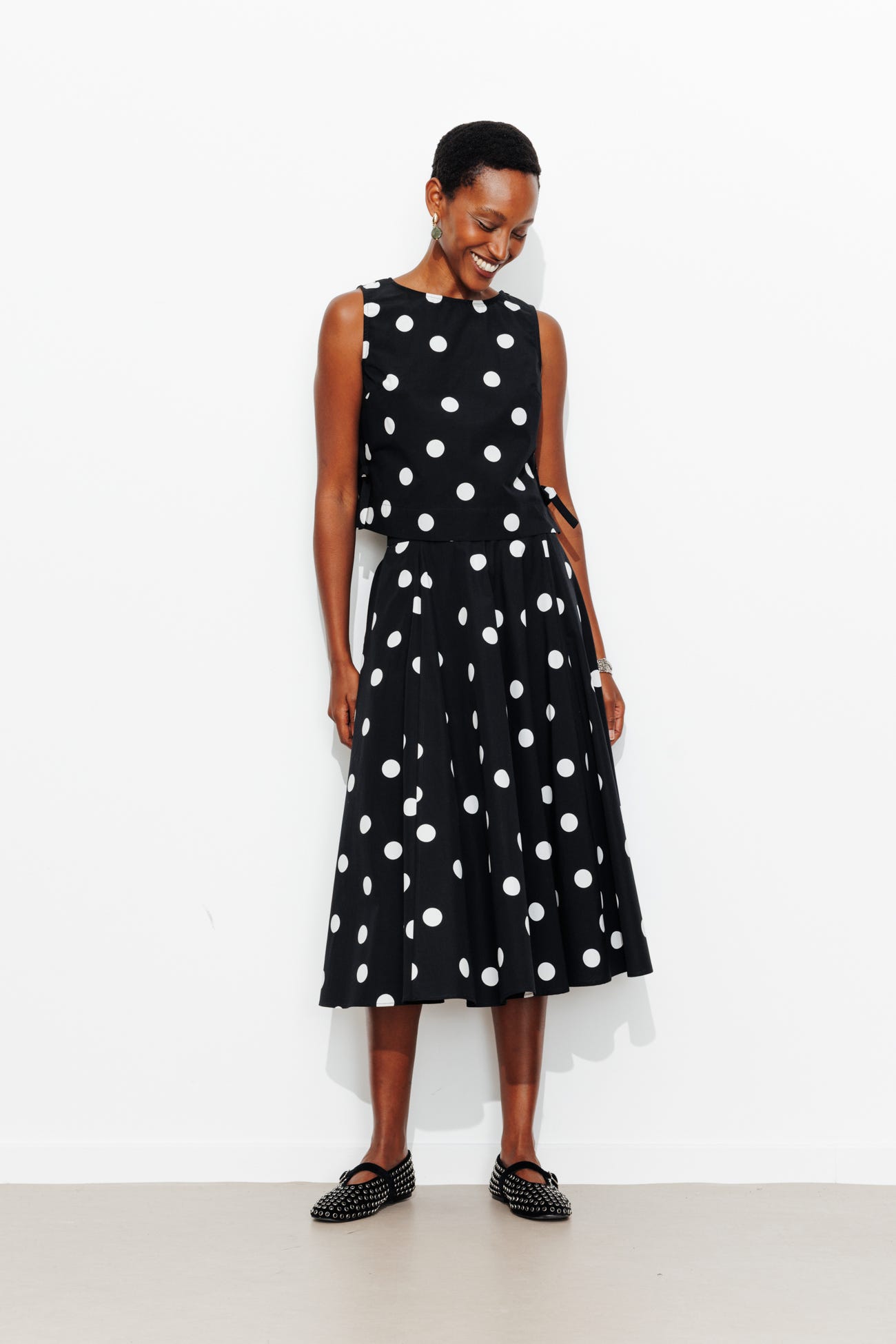 Top à bretelles à pois Femme