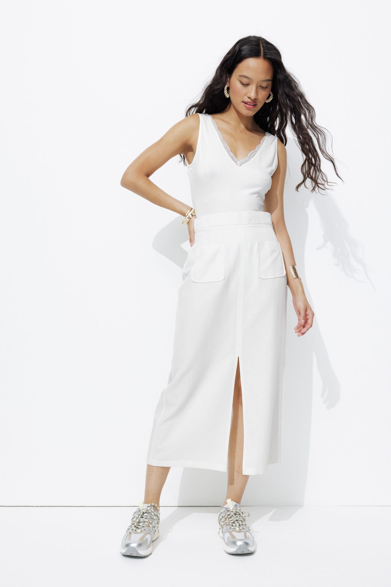 Jupe midi fendue Femme