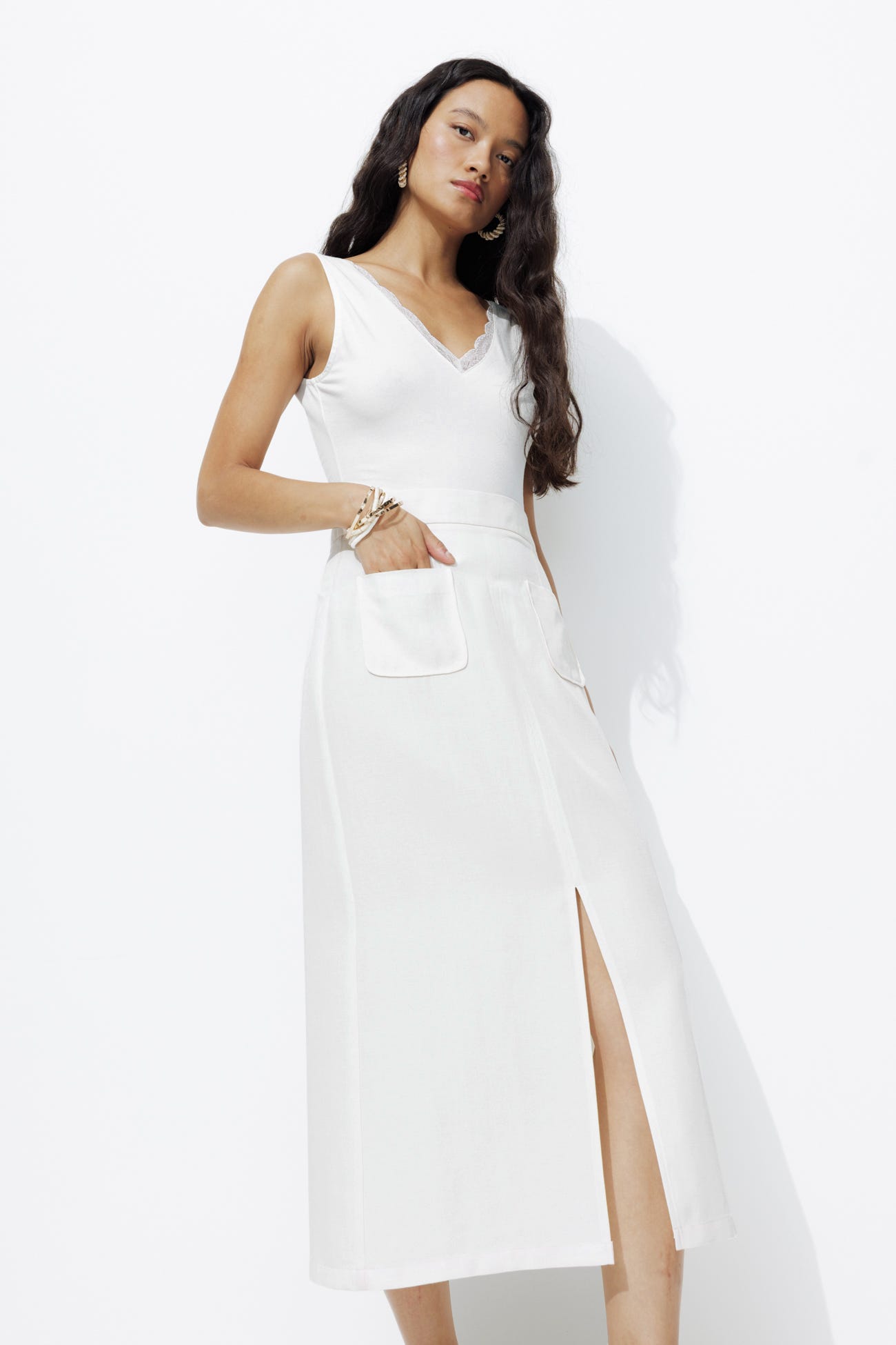 Jupe midi fendue Femme