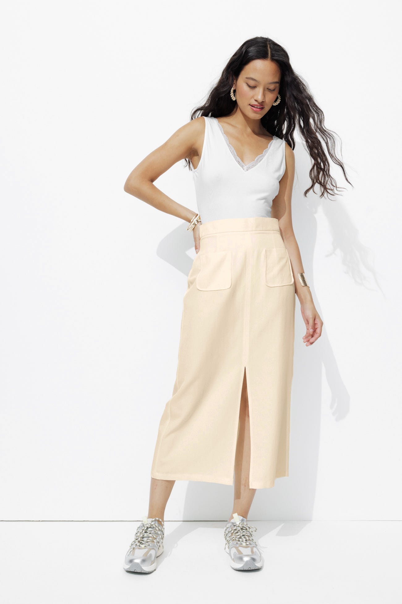 Geschlitzter Midirock