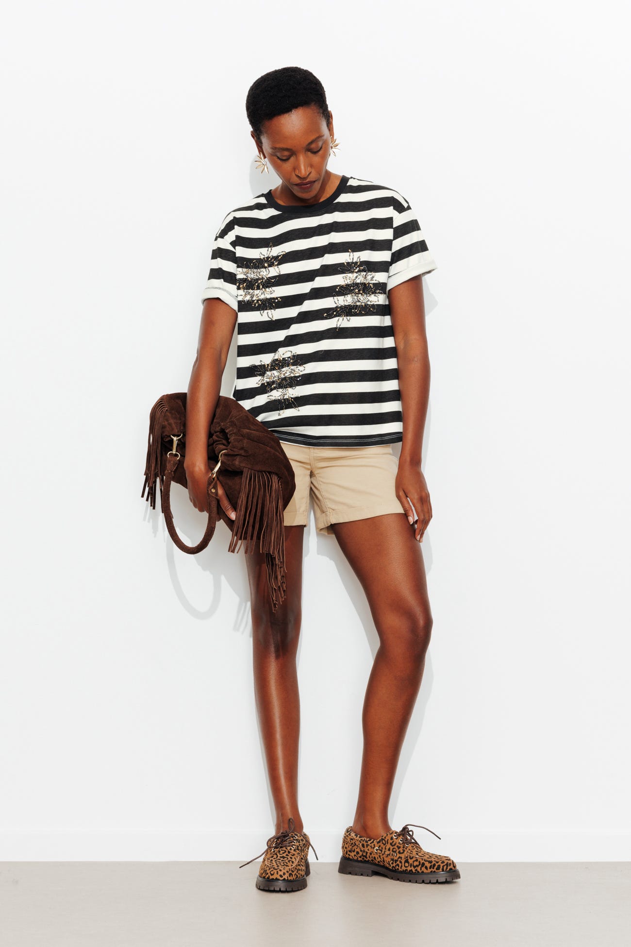 T-shirt rayé sequins