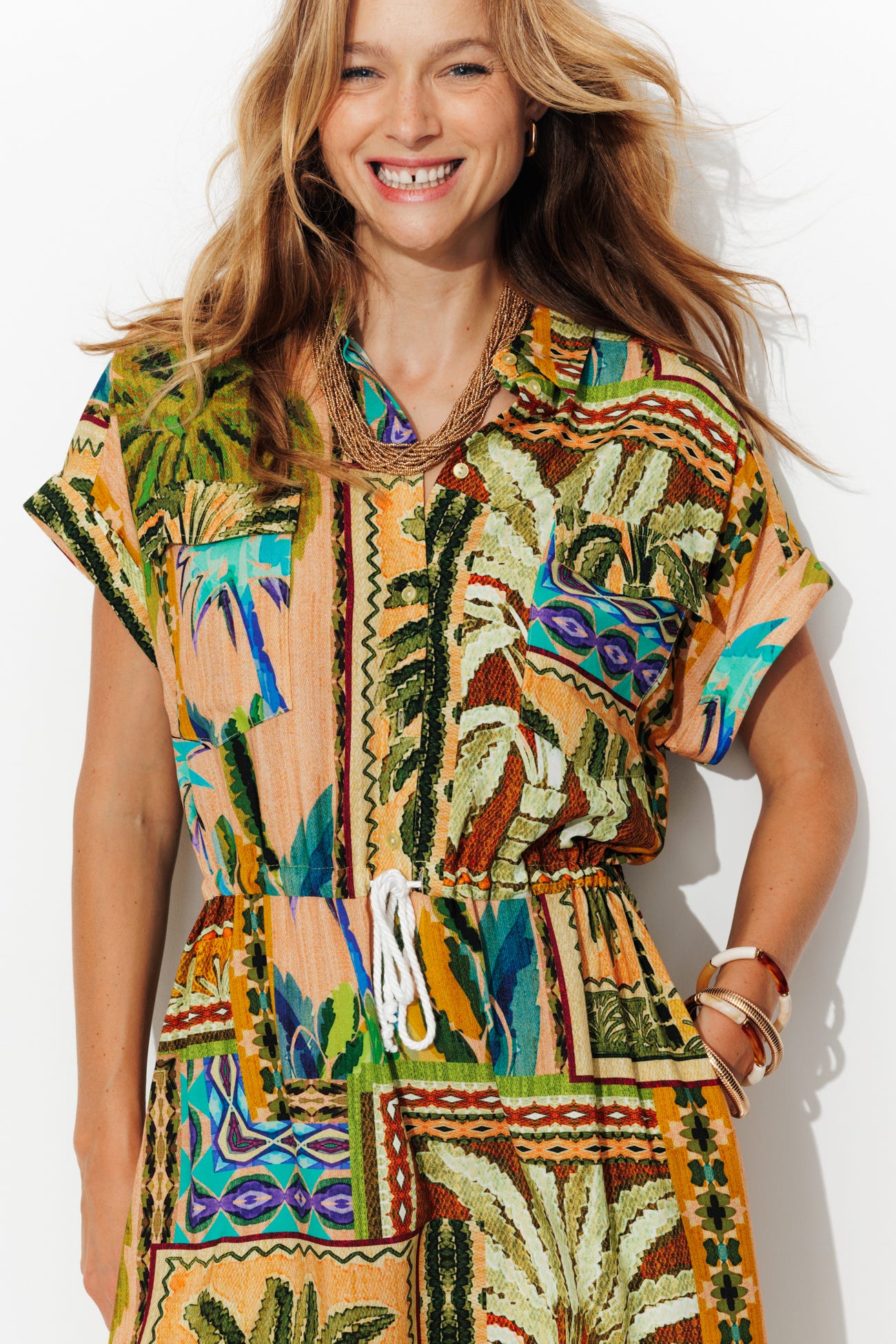 Longue chemise imprimée Femme