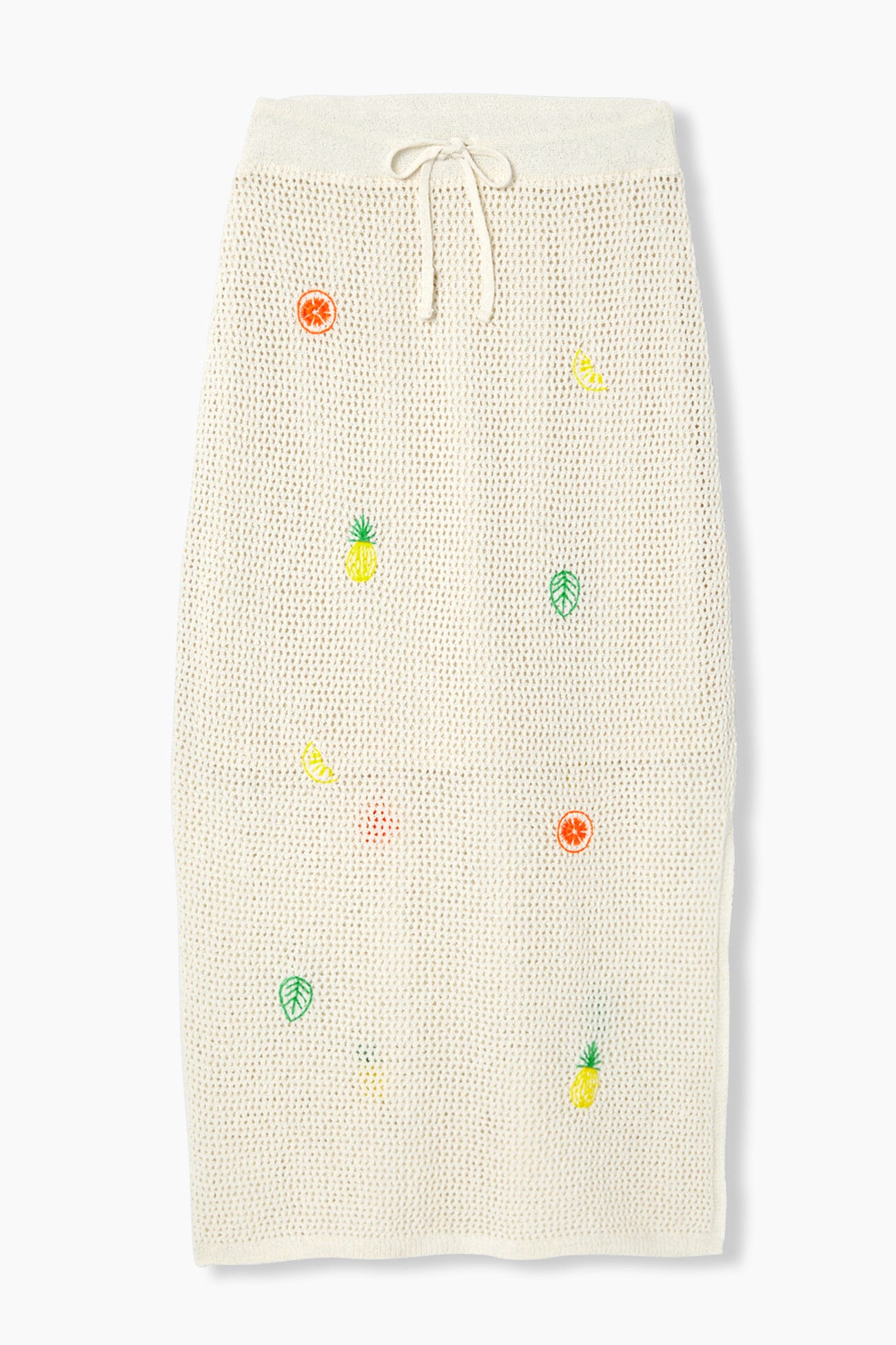 Jupe midi en crochet brodé