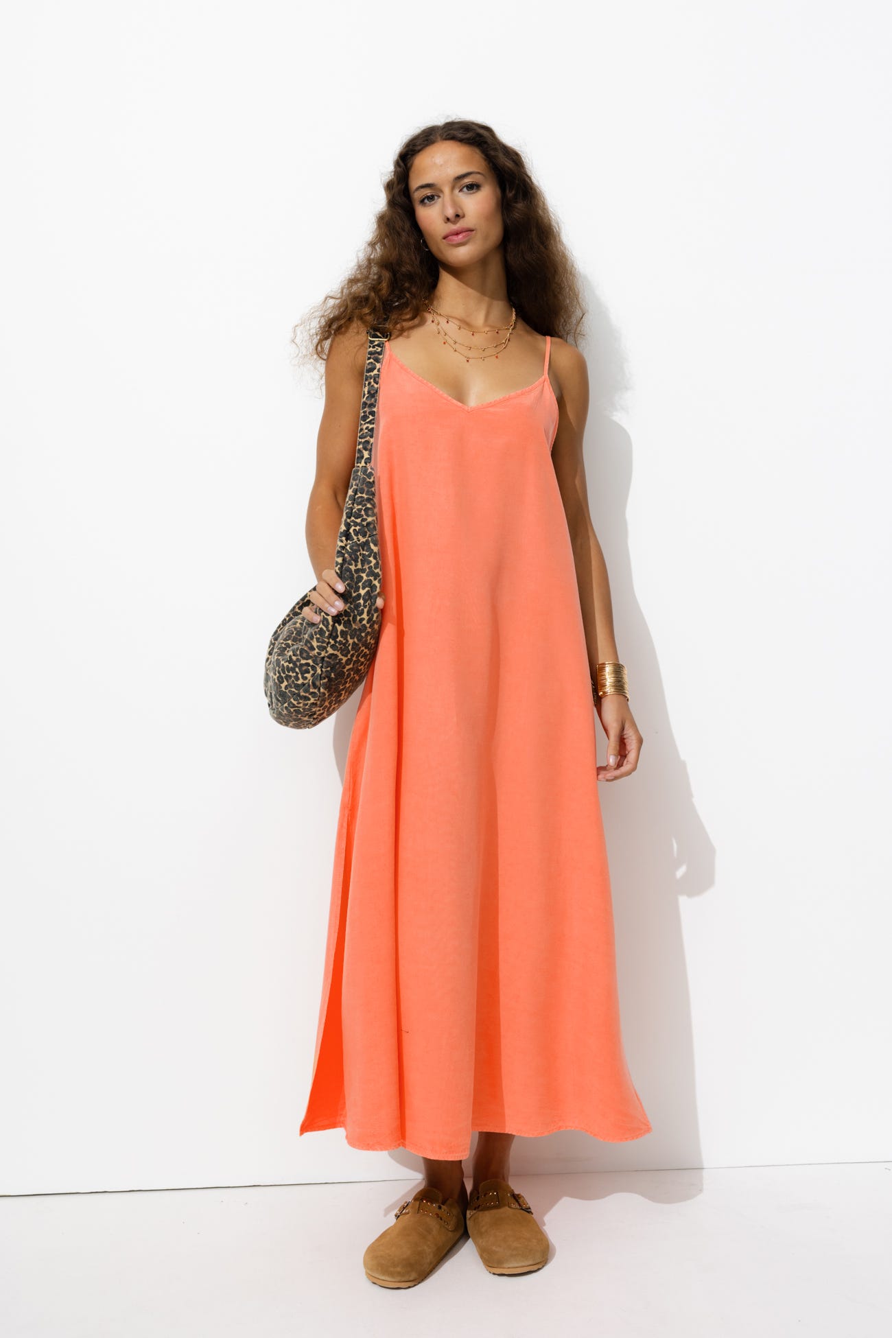 Robe longue fluo en lyocell