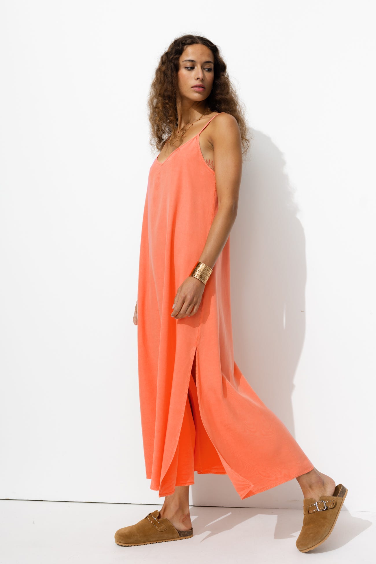 Robe longue fluo en lyocell