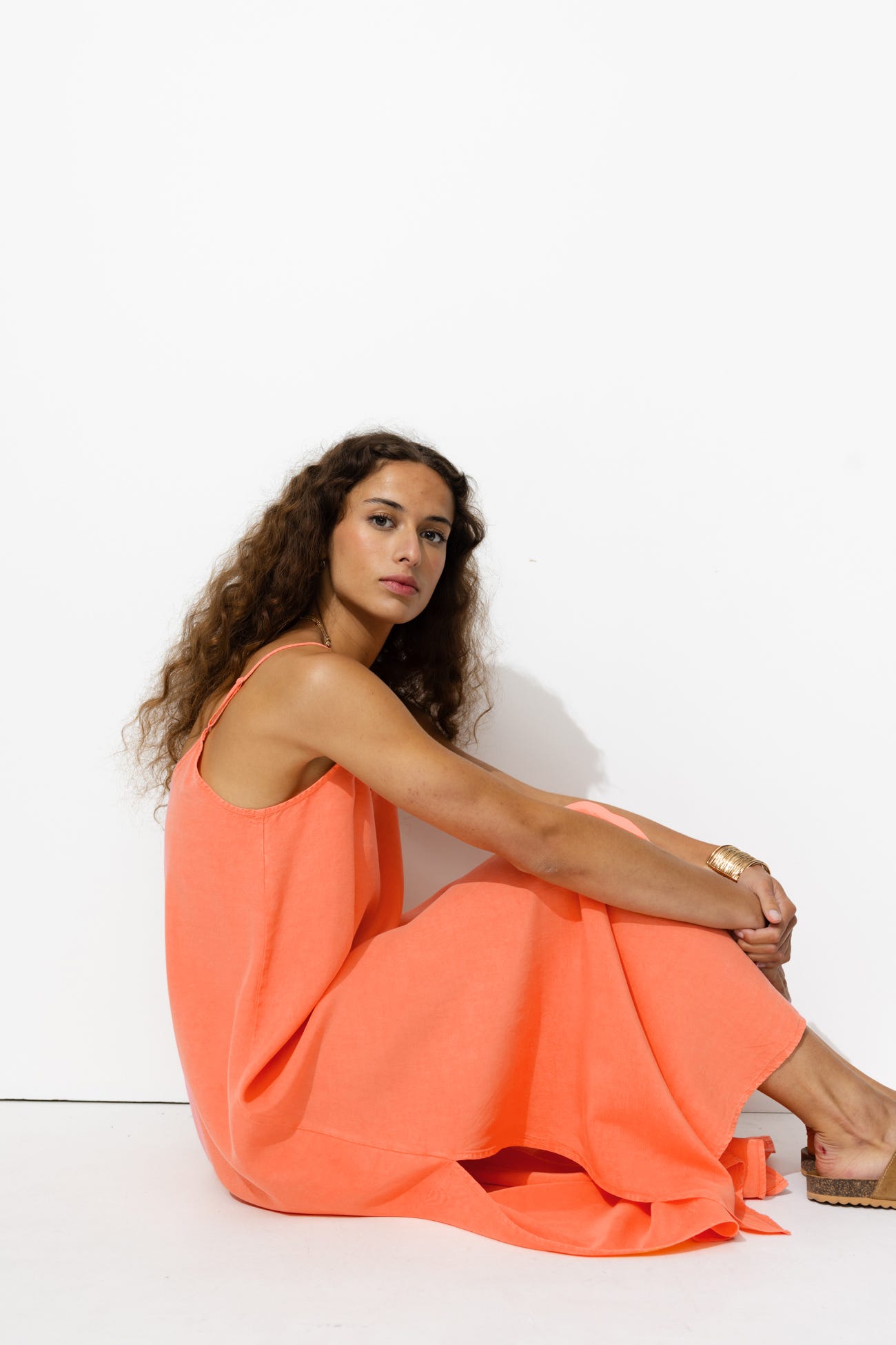 Robe longue fluo en lyocell