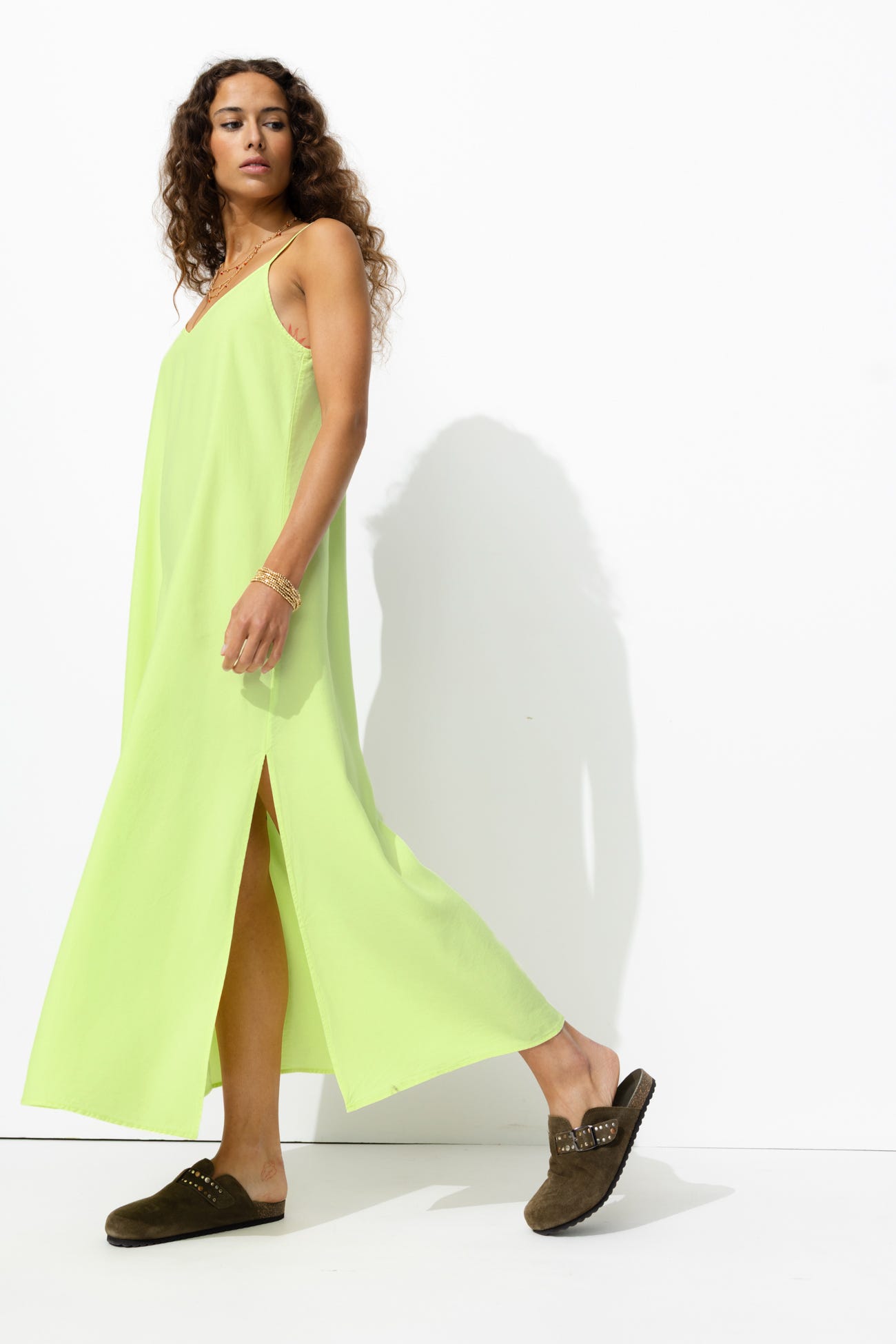 Robe longue fluo en lyocell