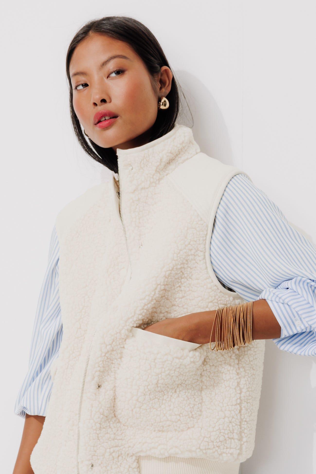 Weste in Lammfelloptik