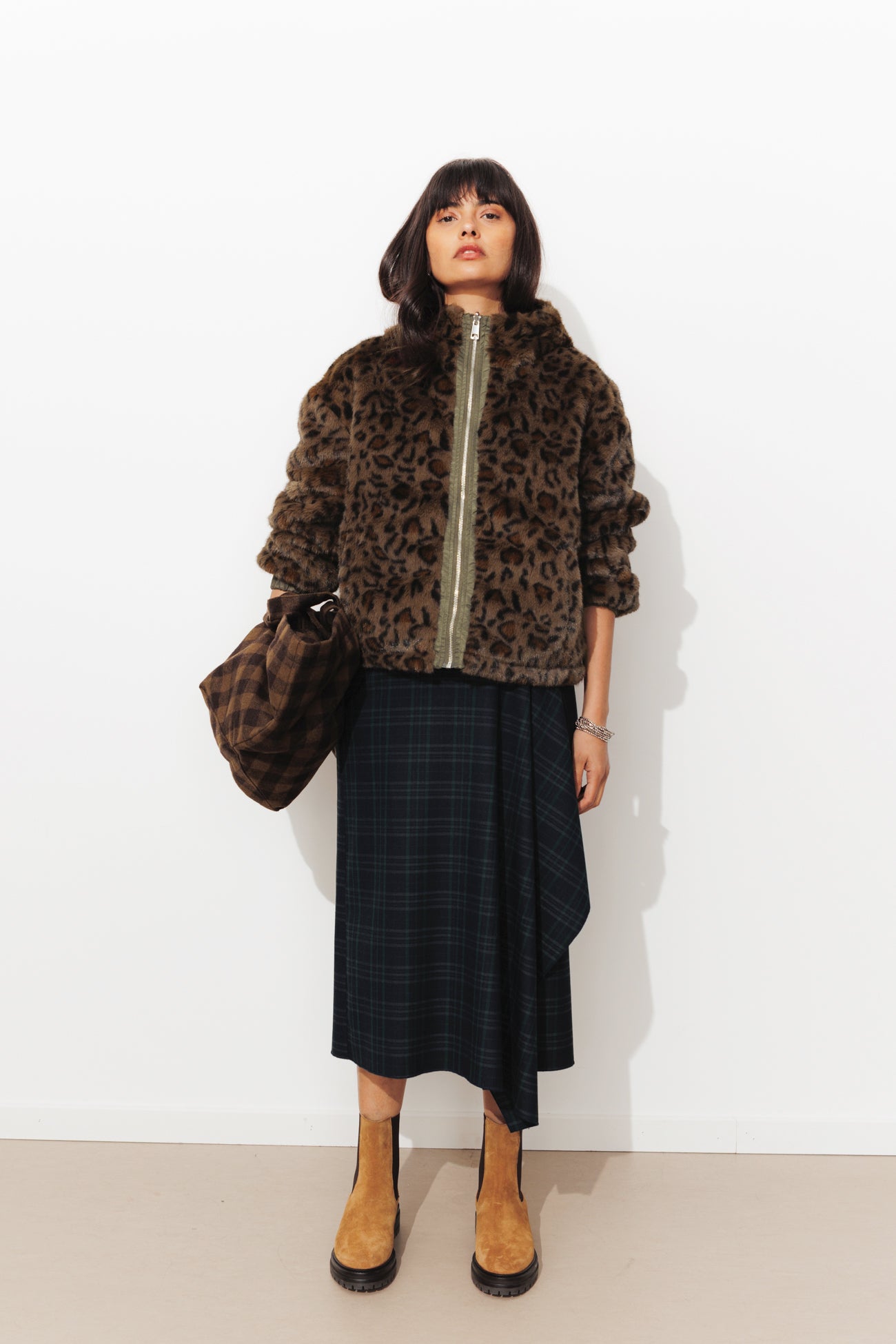 Blouson réversible léopard - Kaki