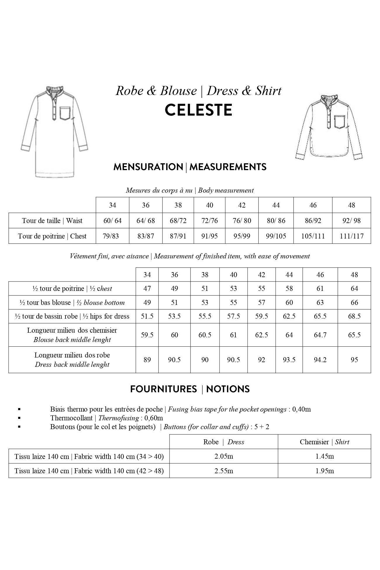 Wzór SUKIENKI /BLUZKI CELESTE