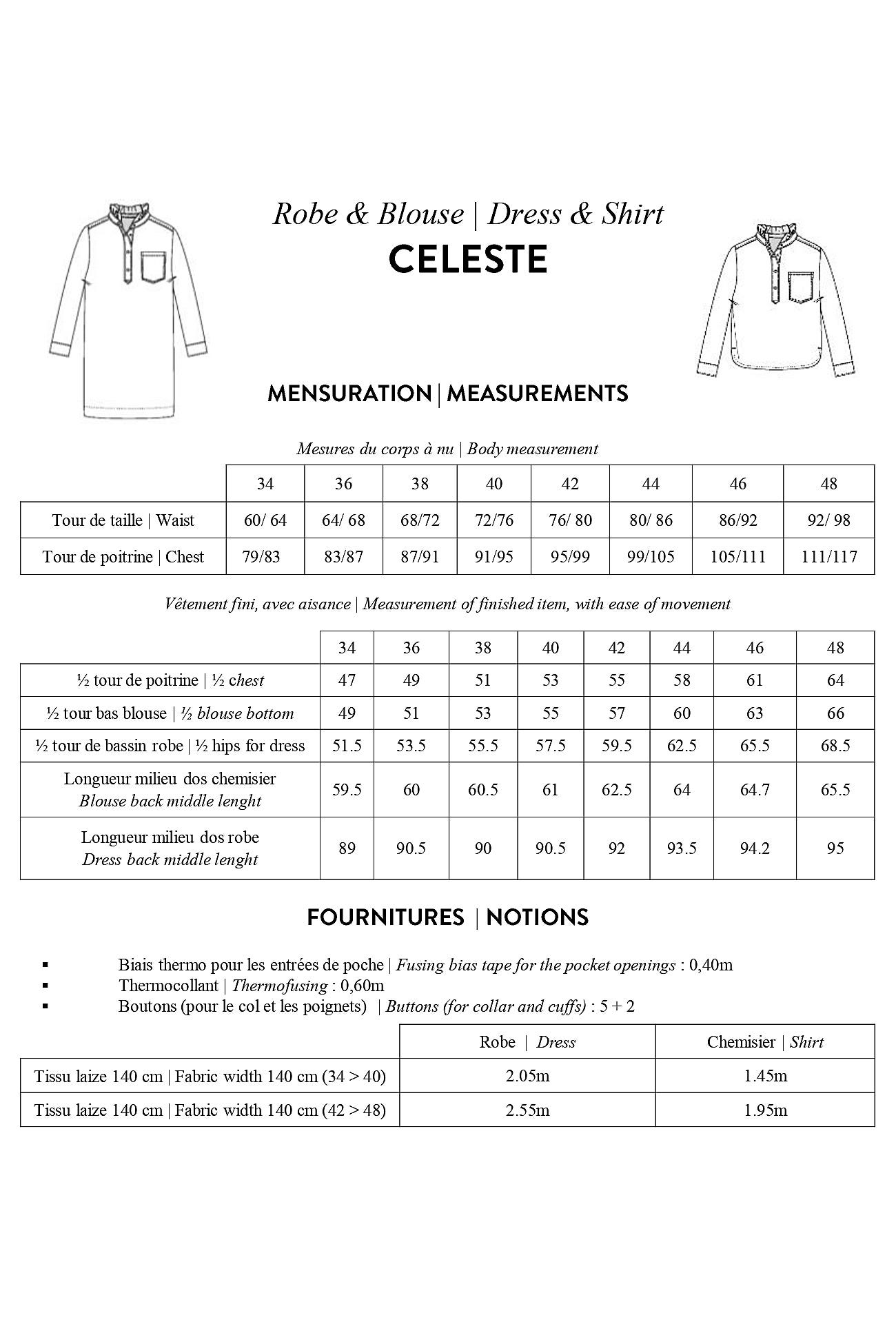 PATRON ROBE/BLOUSE CELESTE