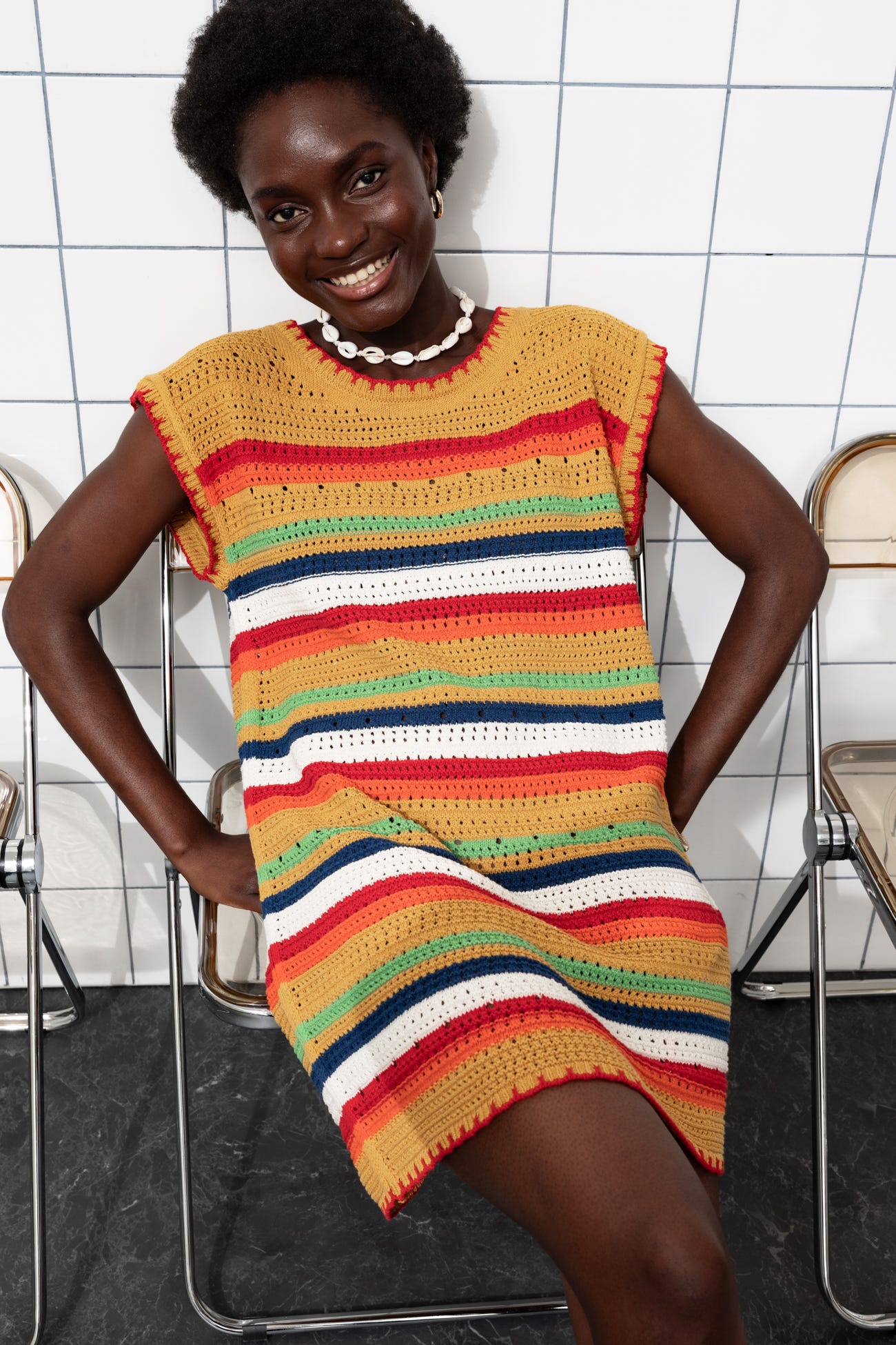 Abito crochet smanicato