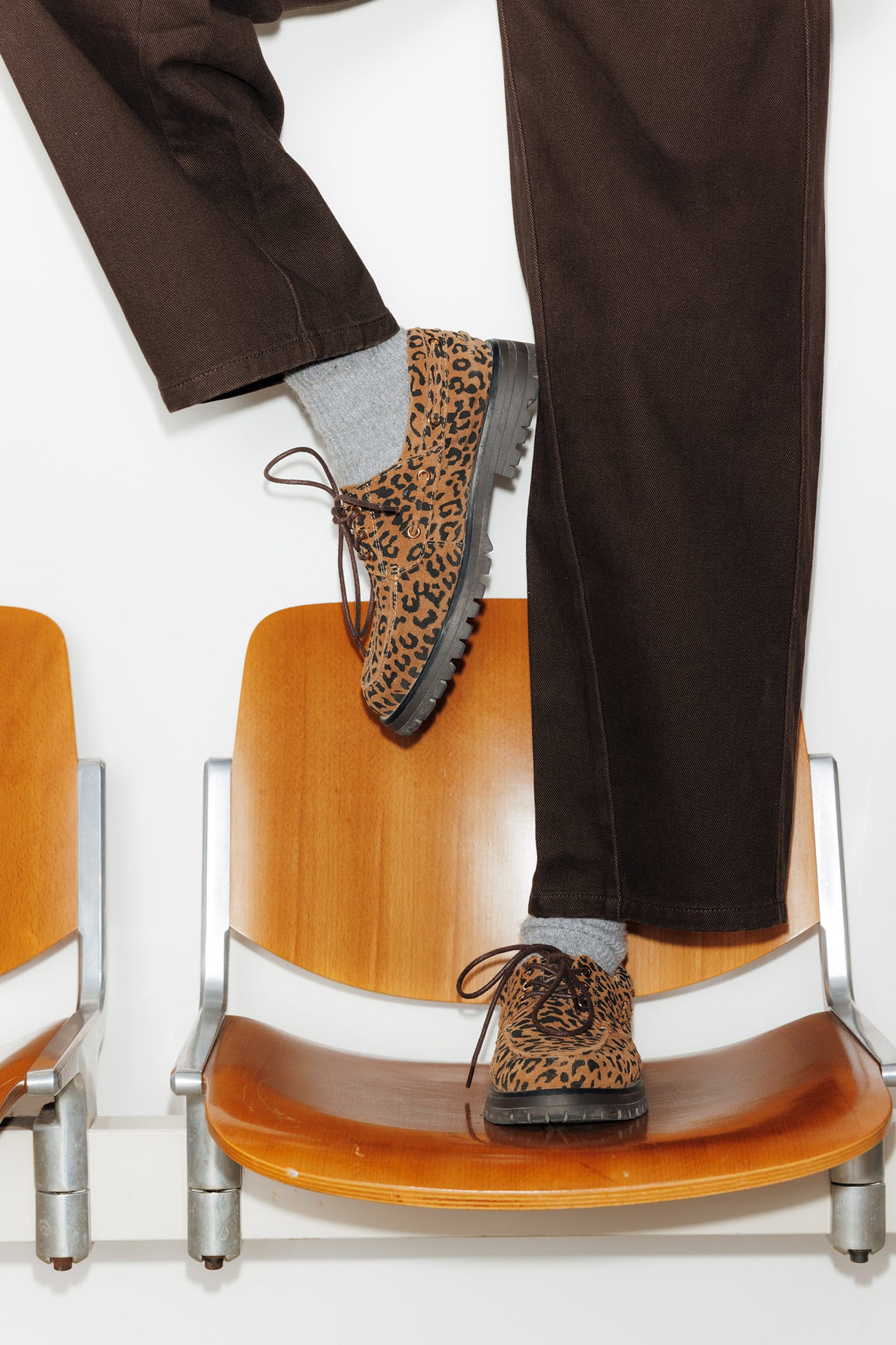 Chaussure bateau léopard cuir