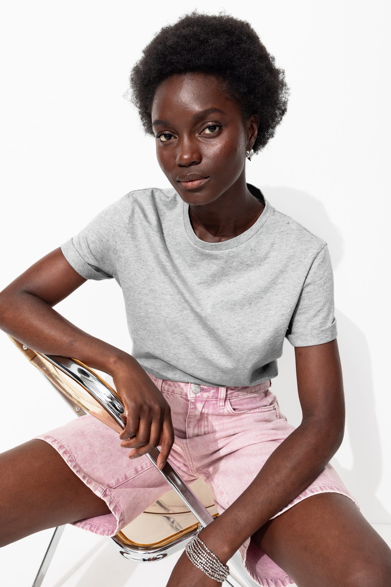 Unifarbenes Baumwoll-T-Shirt