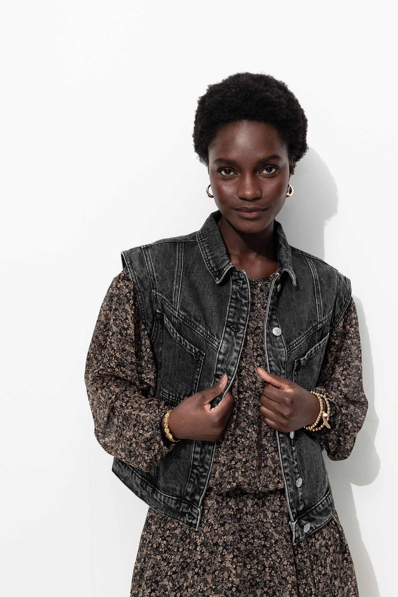 Veste jean sans manches