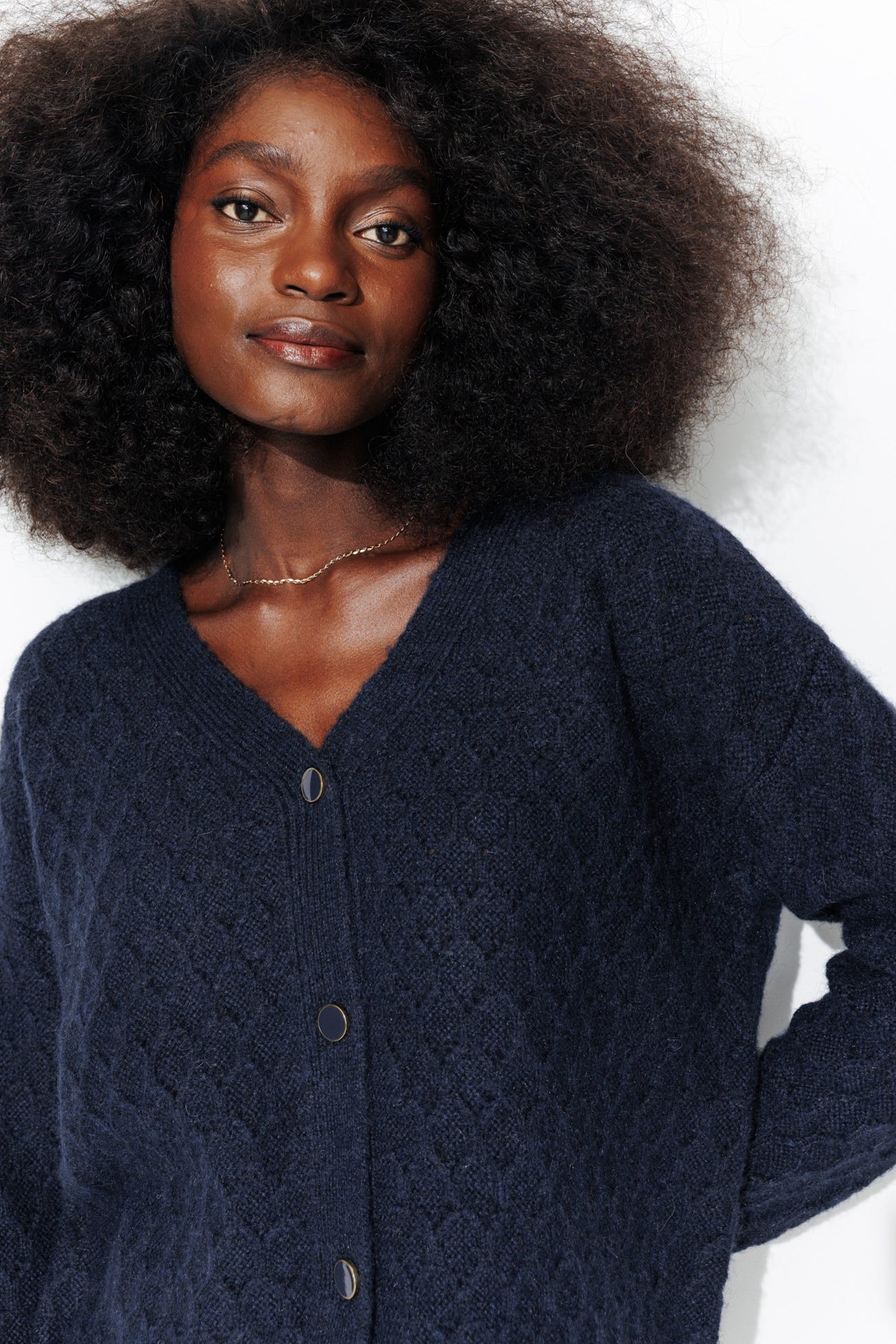 Cardigan torsadé recto-verso