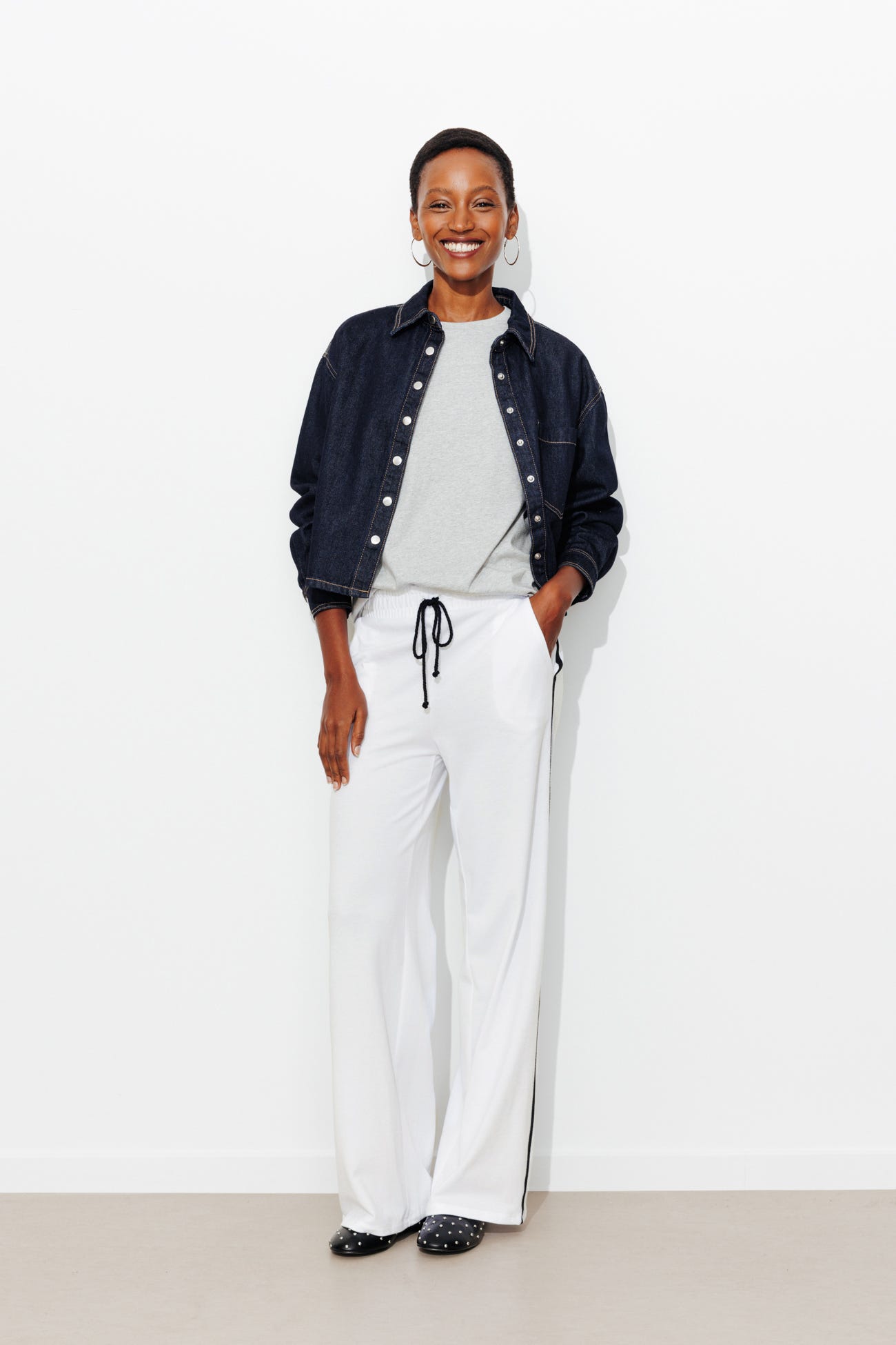 Jogging large à bandes Femme