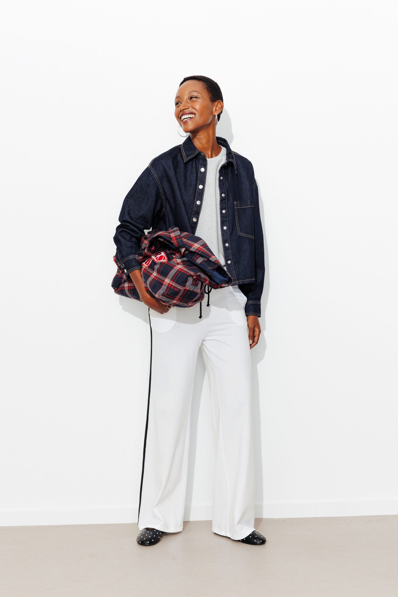 Jogging large à bandes Femme