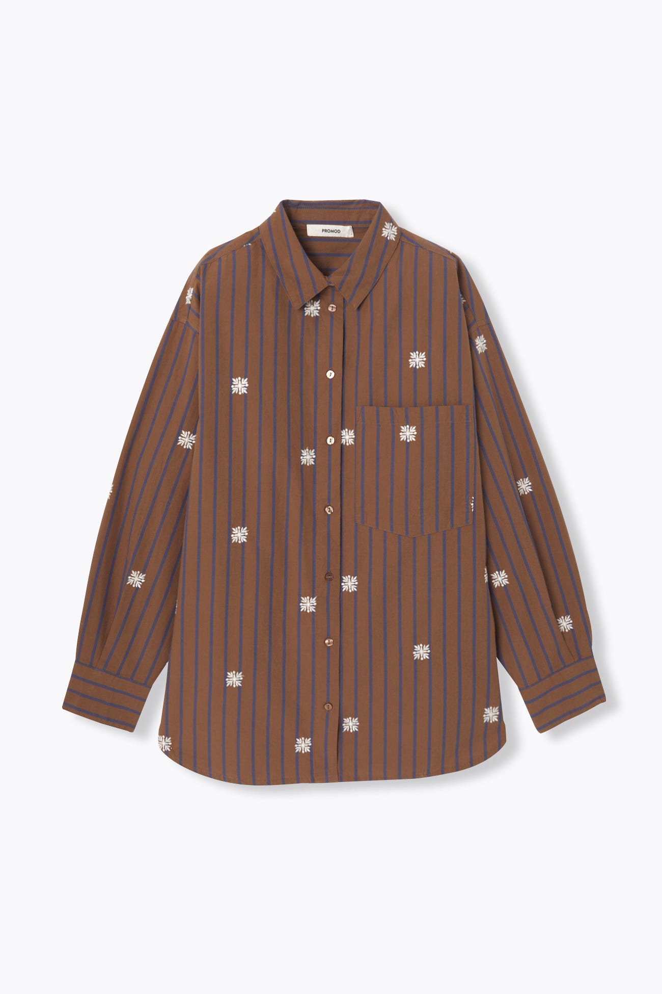 Chemise oversize rayée brodée