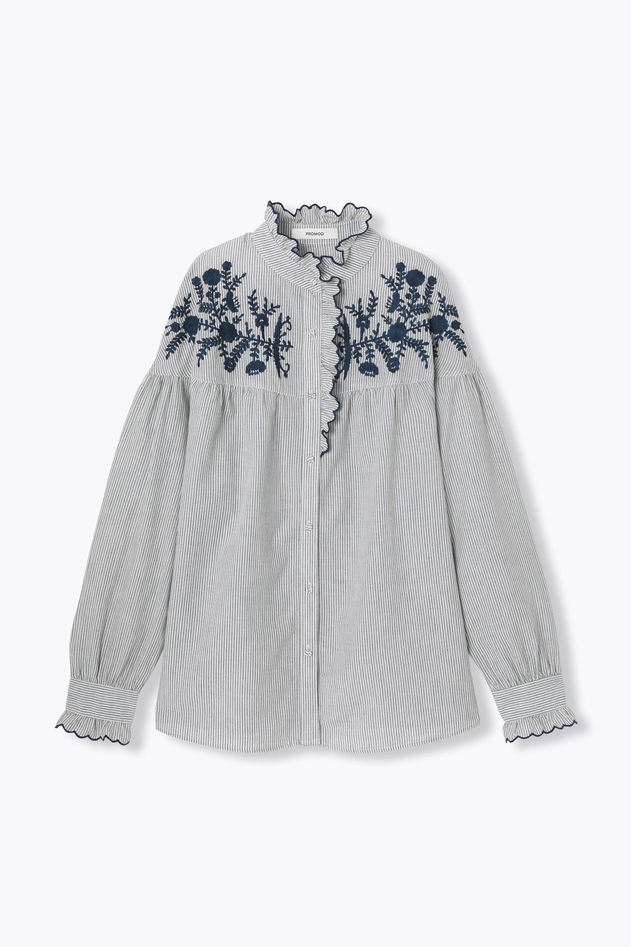 Chemise rayée brodée Femme