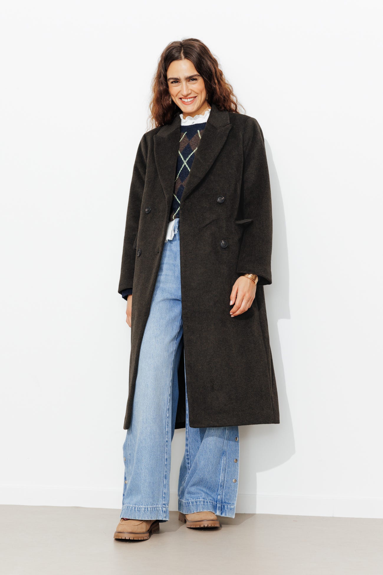 Long wool-blend coat