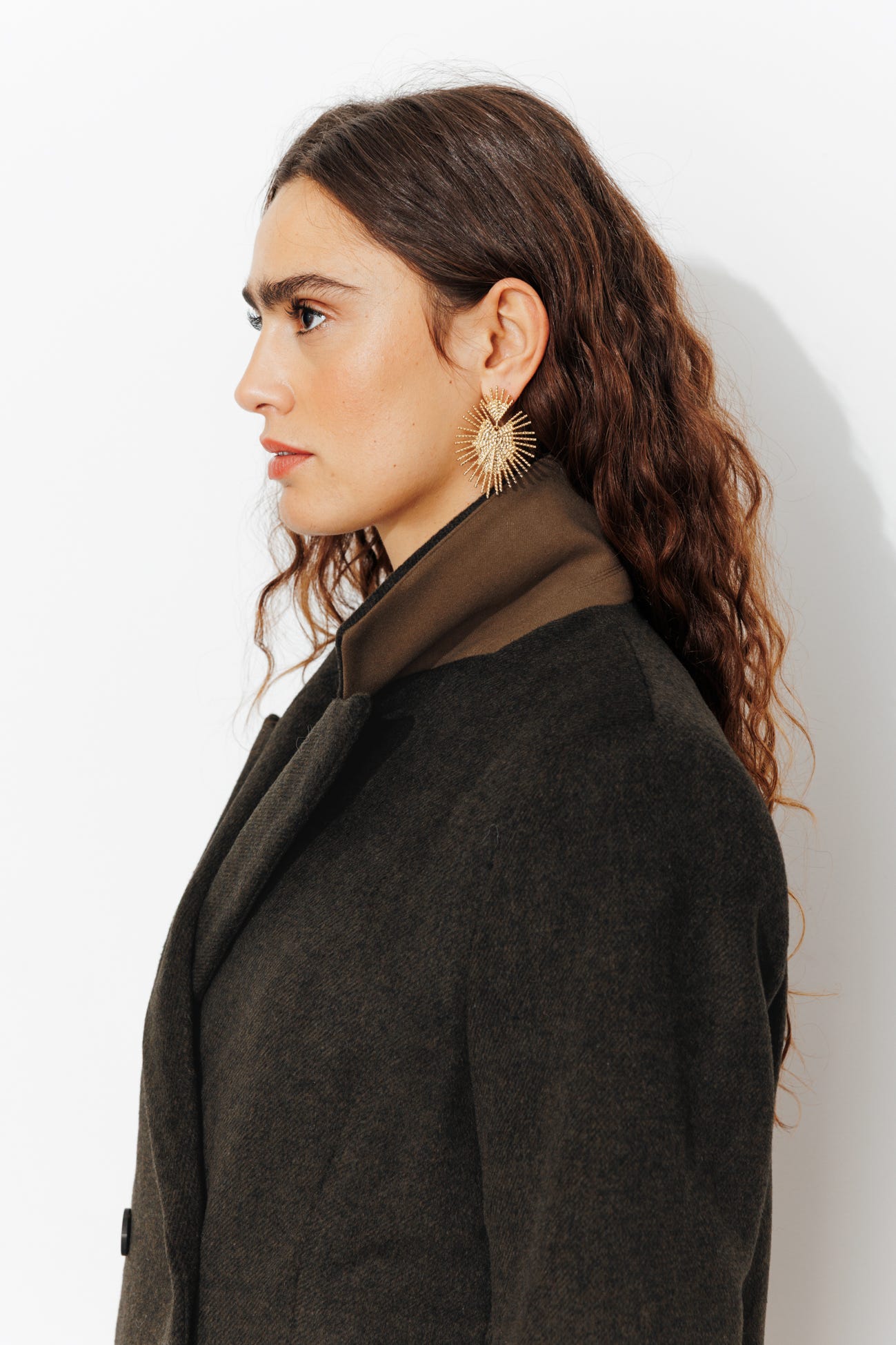 Manteau long en laine mélangée