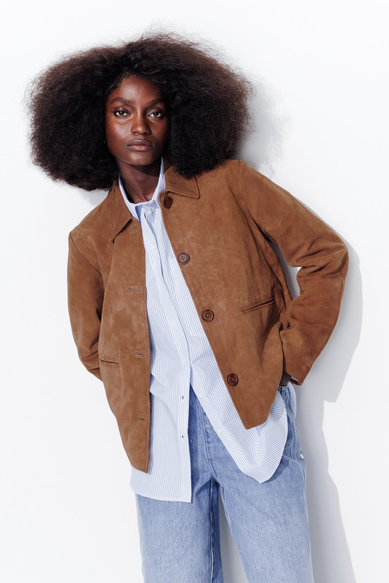 Real suede leather jacket - Camel