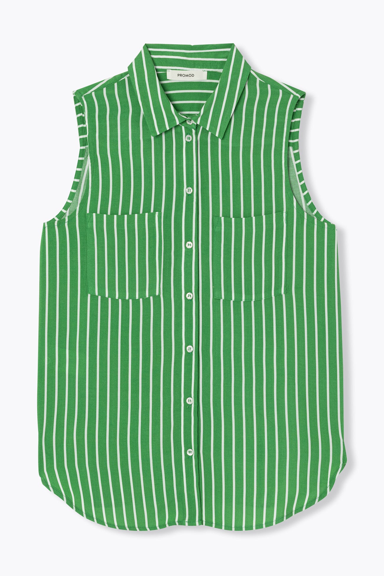 Camicia smanicata a righe
