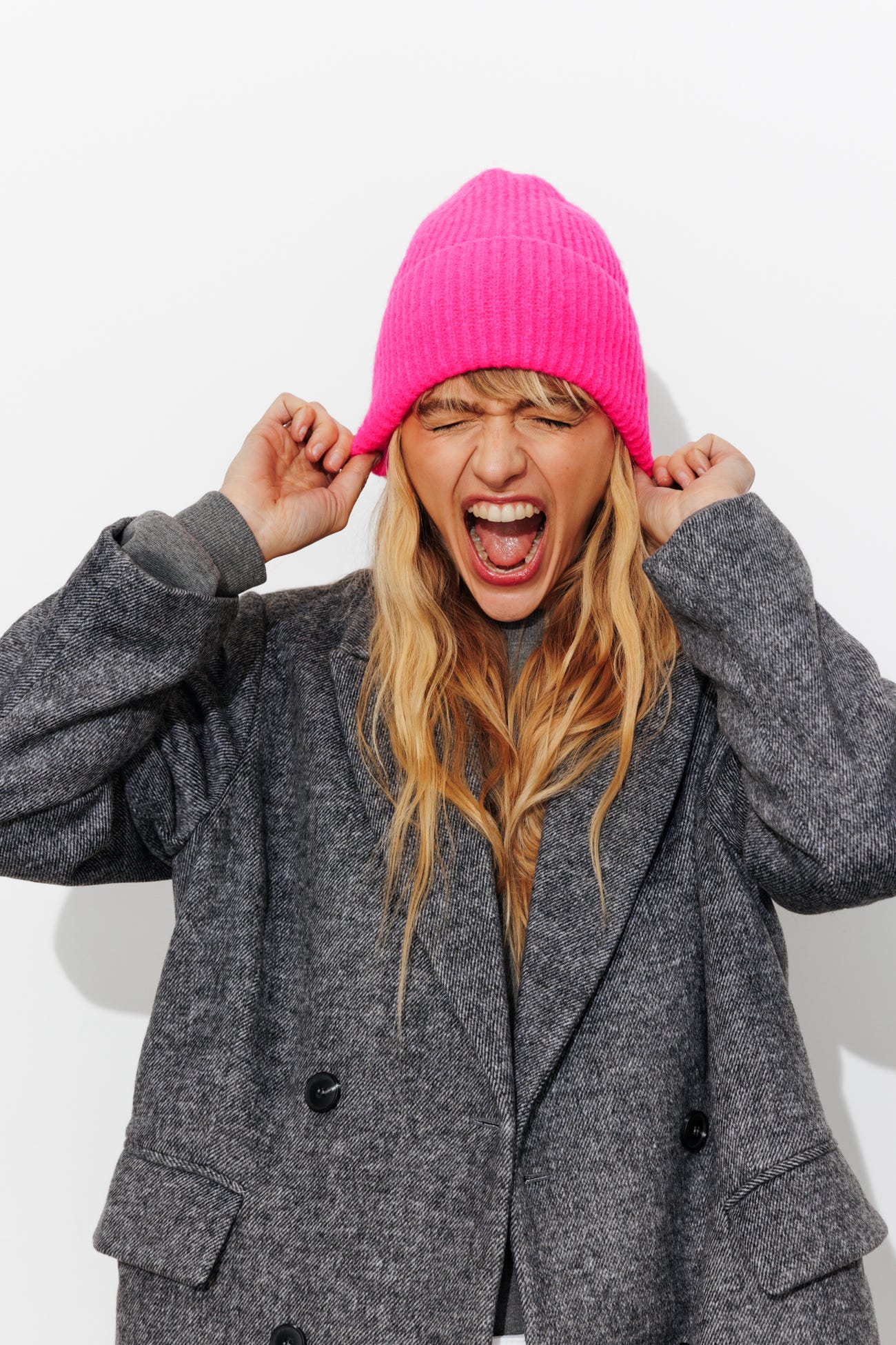 Turn-up rib knit hat