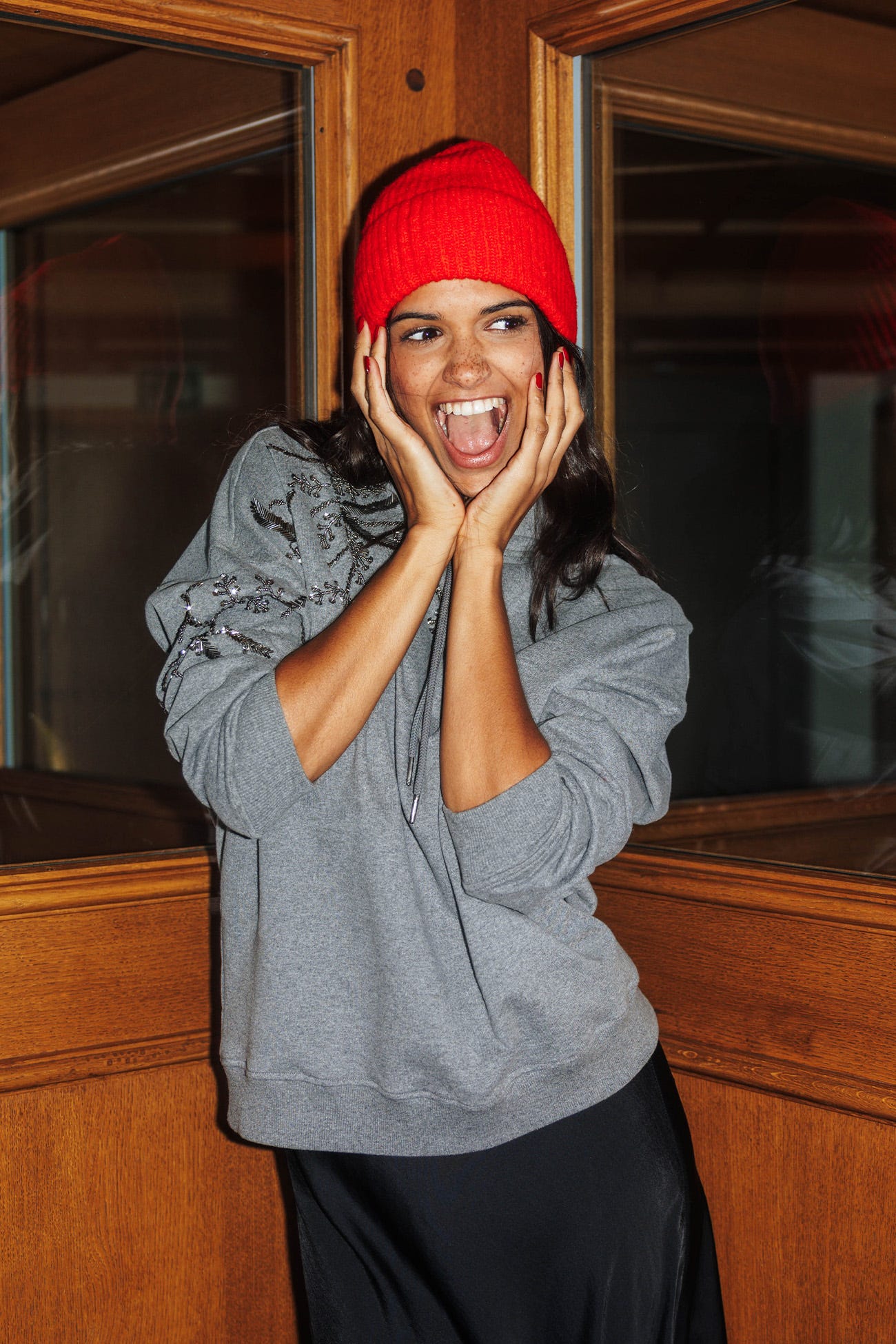 Bonnet côtelé à revers Femme