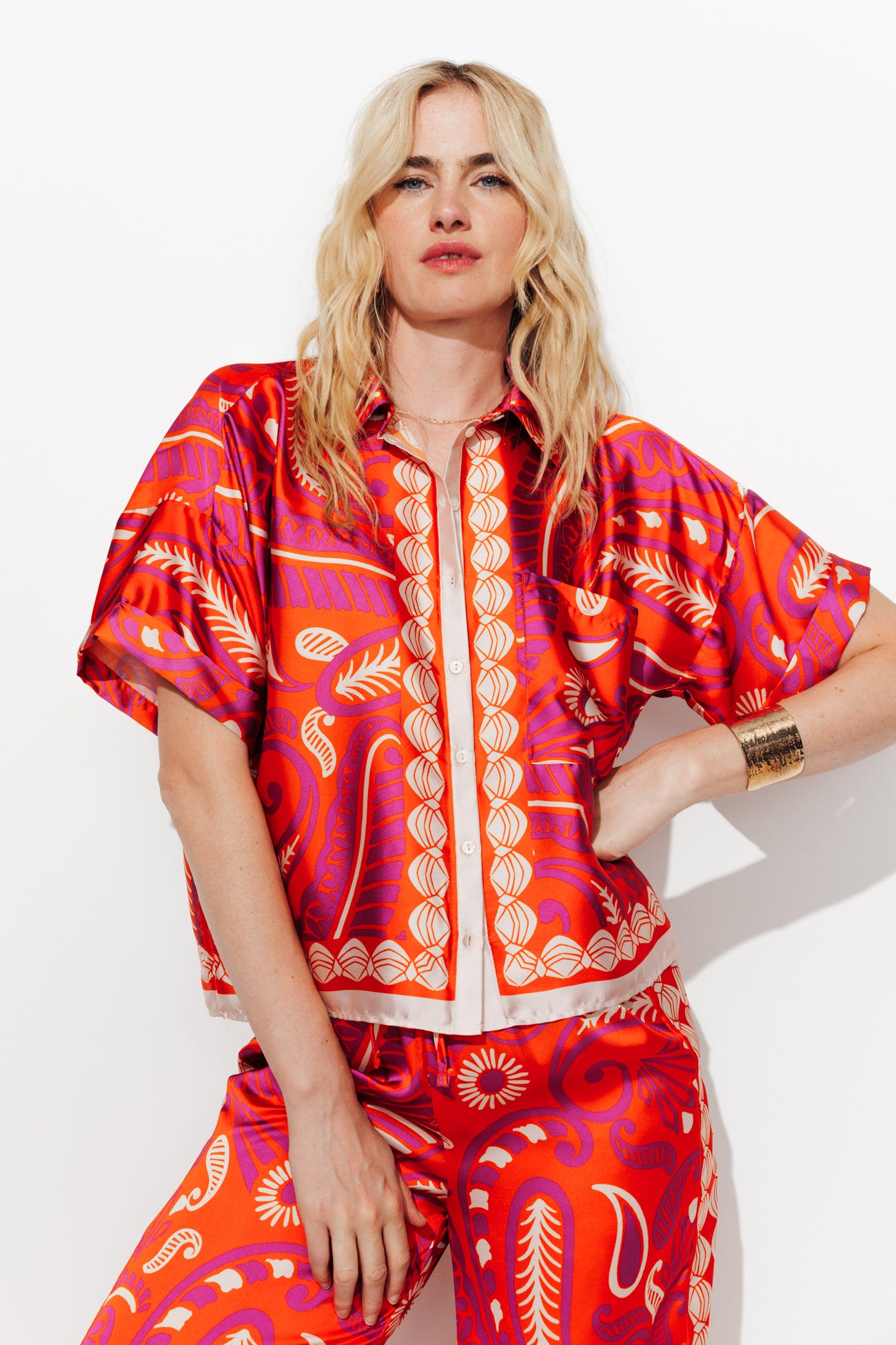 Chemise imprimée en satin