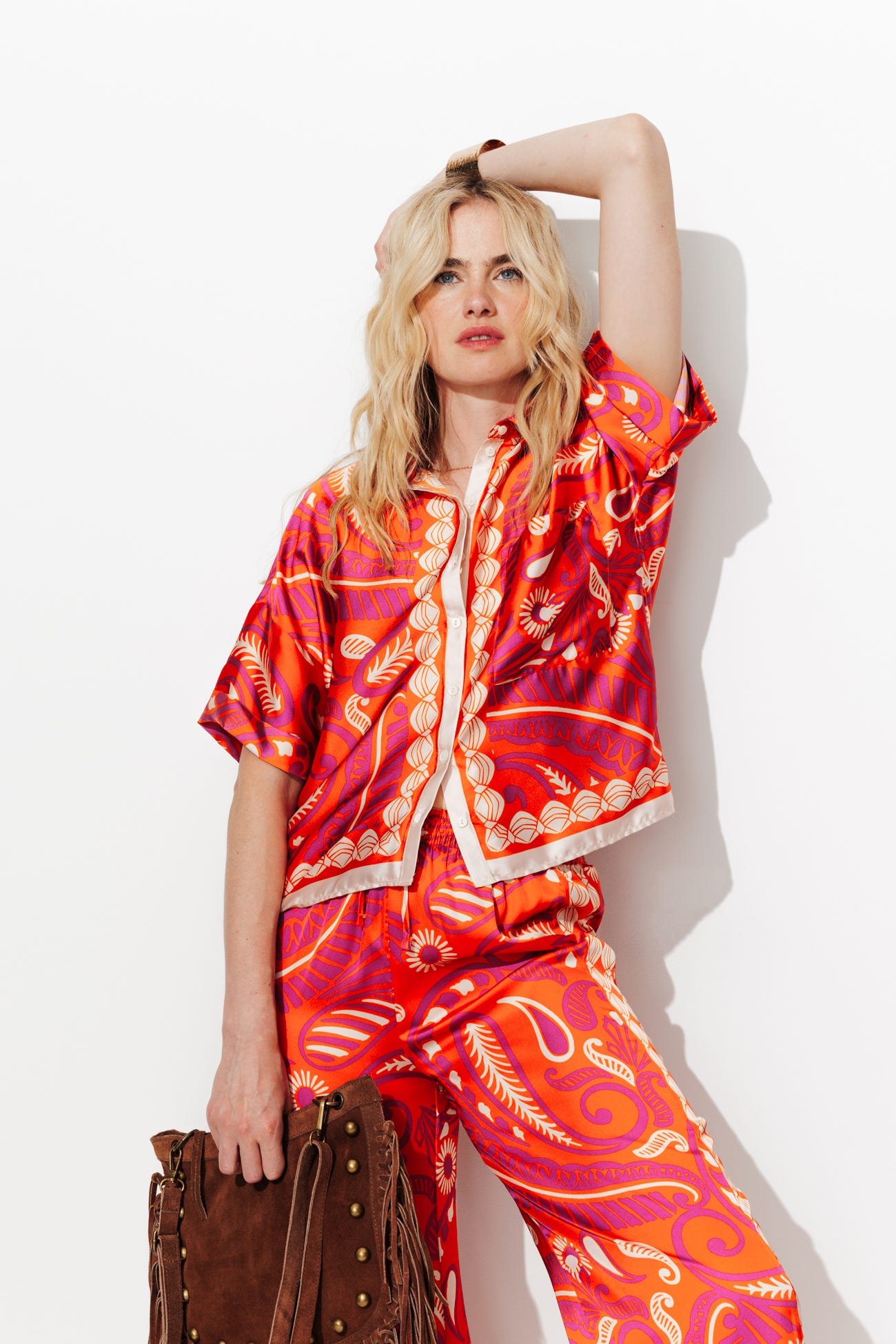 Chemise imprimée en satin