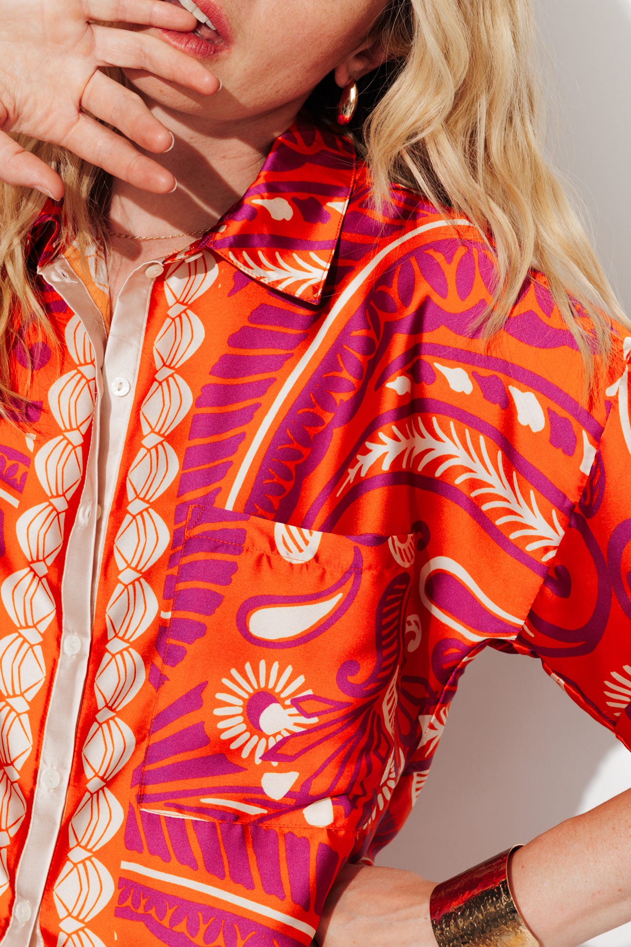Chemise imprimée en satin