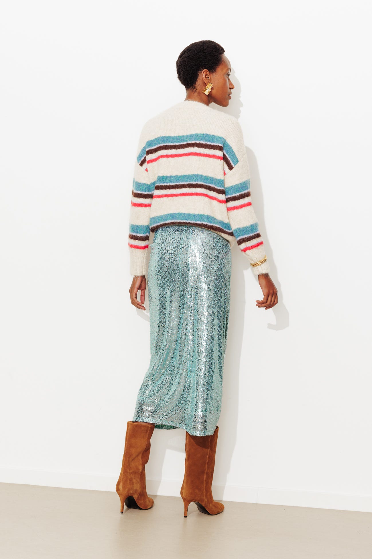 Falda midi brillante