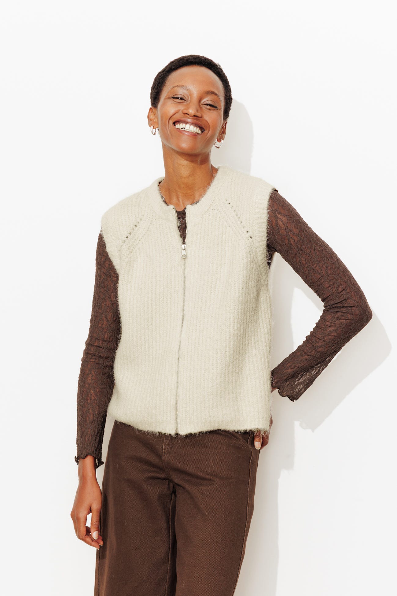 Gilet zippé sans manches Femme