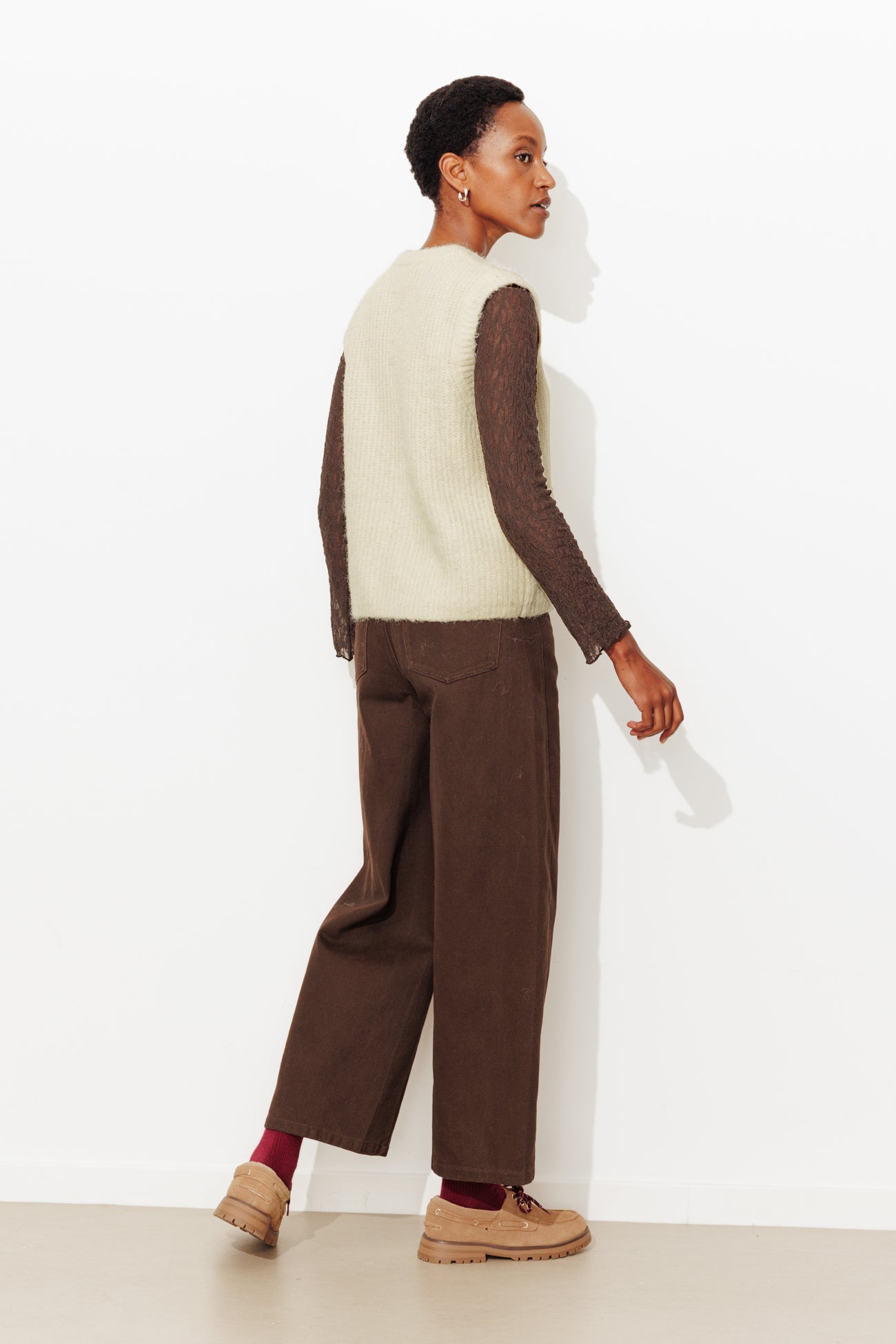 Sleeveless zip cardigan - Light grey