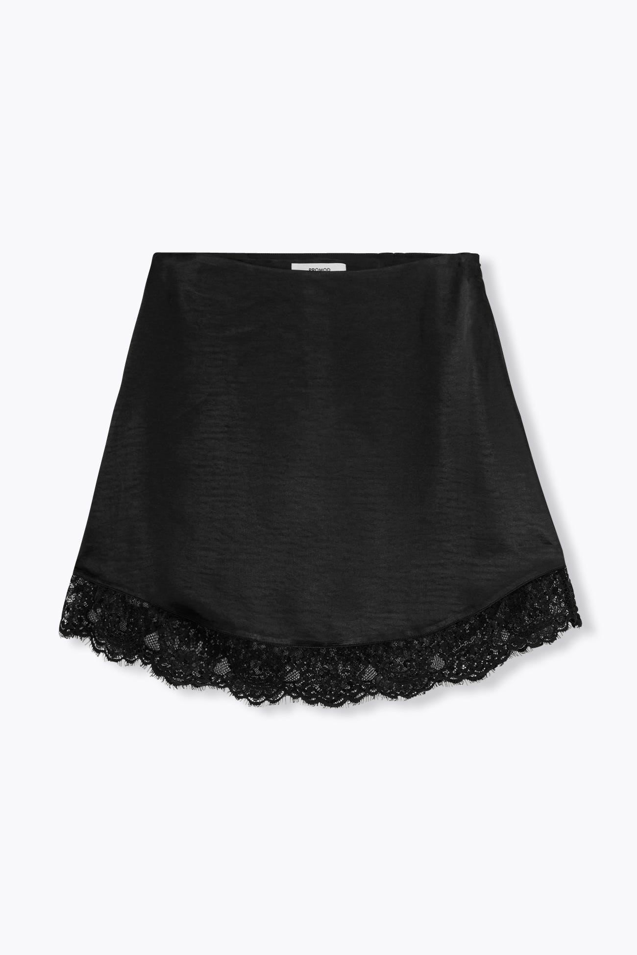 Satin and lace mini skirt