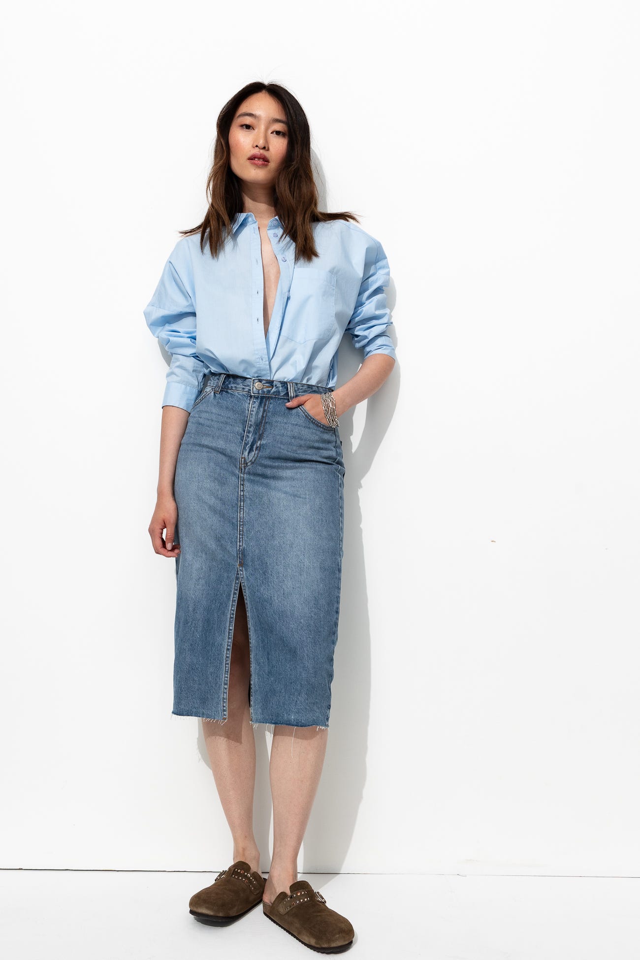 Gonna midi in denim
