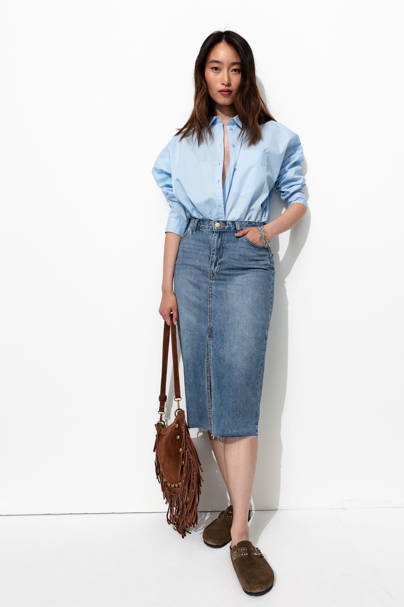 Gonna midi in denim