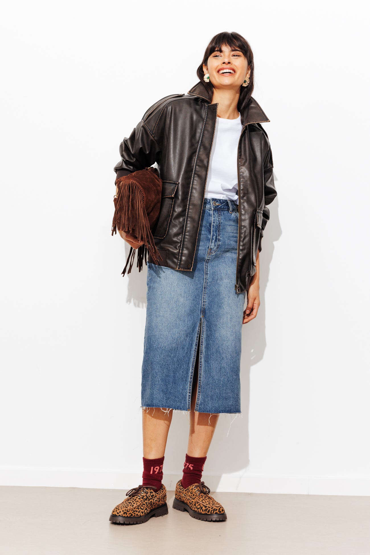 Jupe midi en jean Femme