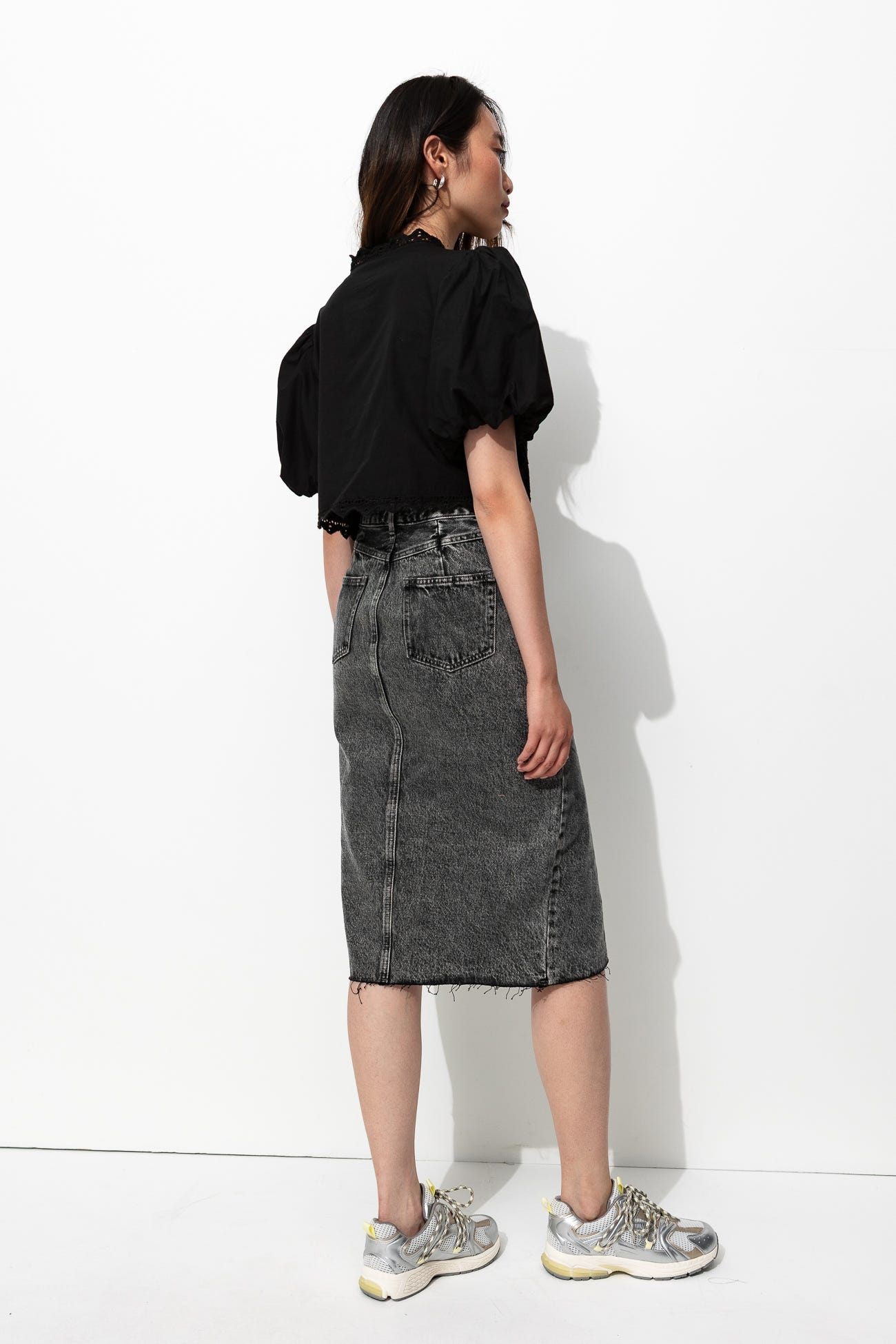 Jupe midi en jean Femme