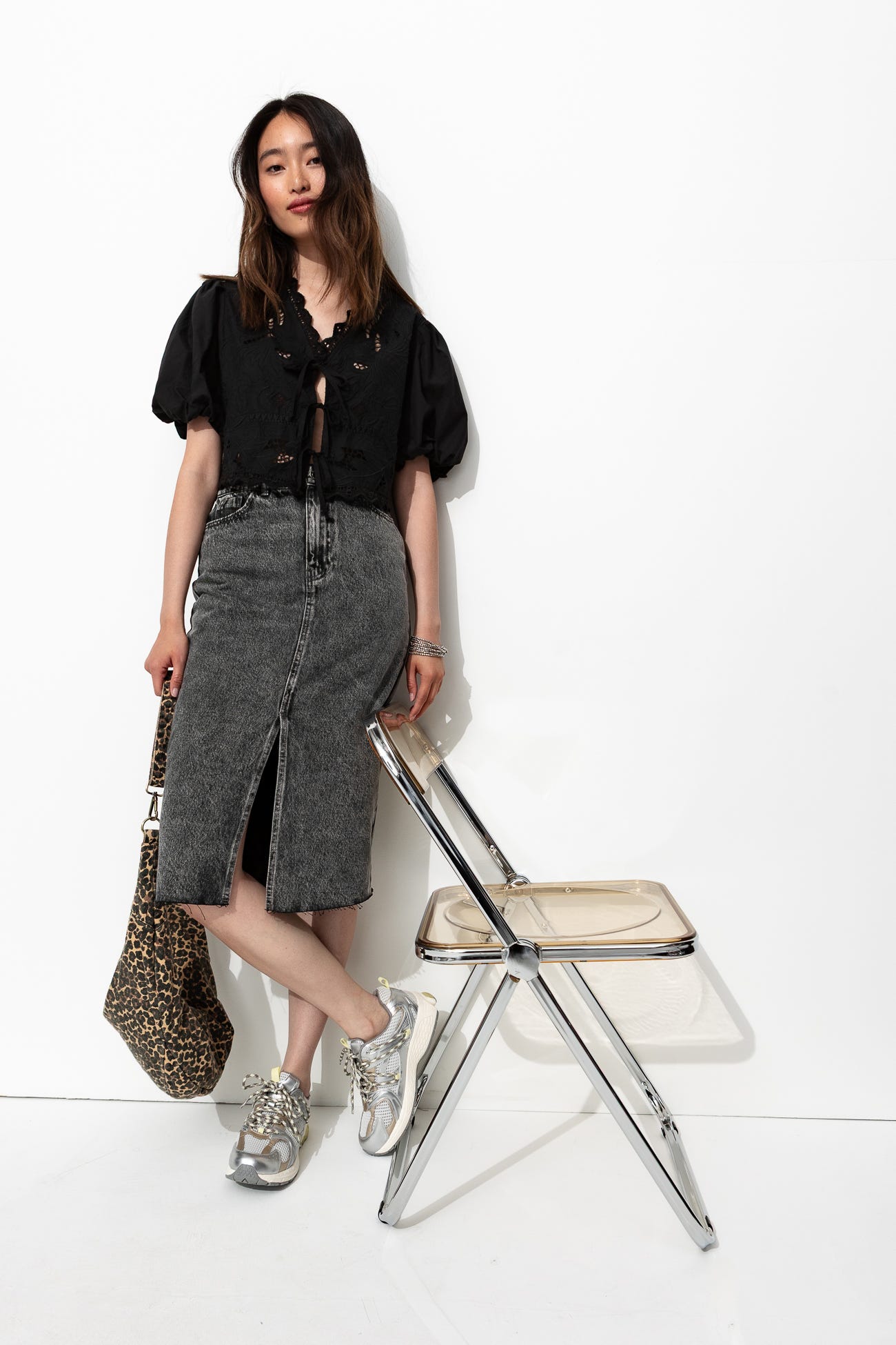 Jupe midi en jean Femme